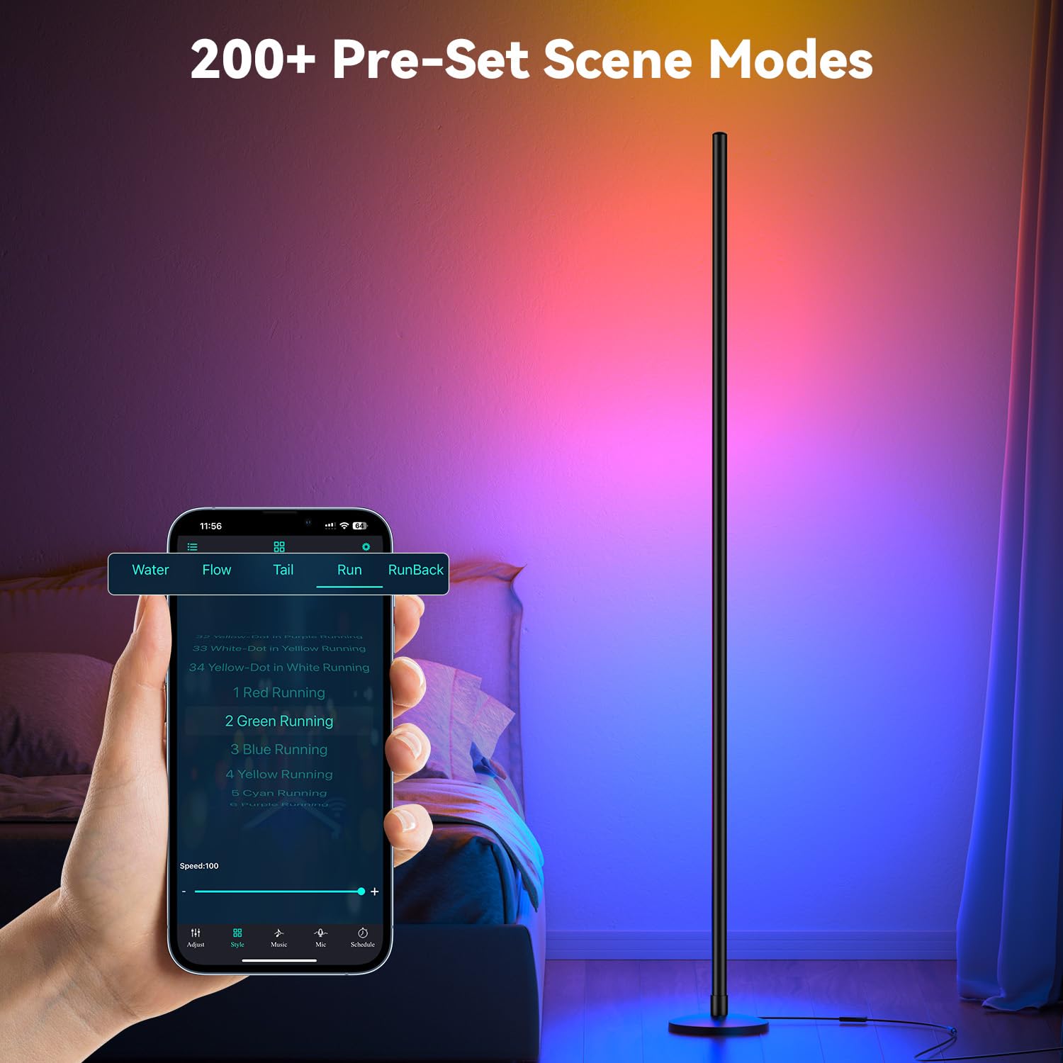 NAVYLOOK Modern Floor Lamp, Smart RGB LED Floor Lamp with App & Remote Control, 16 Million Colors & 200+ Scene Modes, Corner Lam
