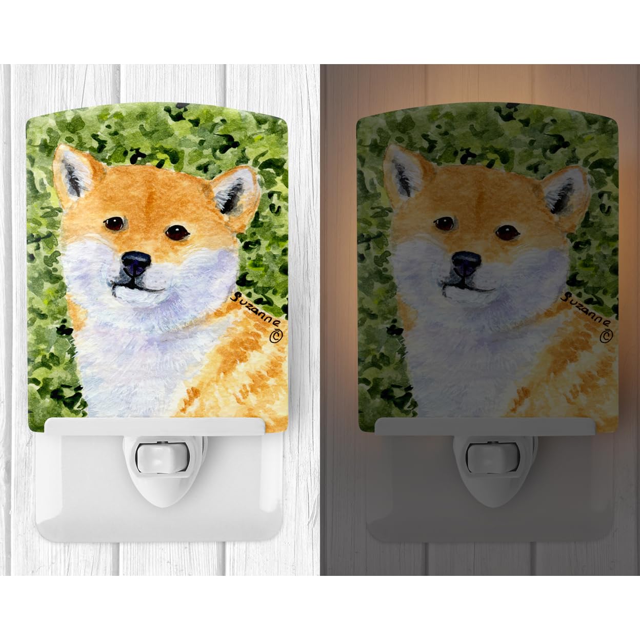 Caroline'S Treasures Ss8719Cnl Shiba Inu Ceramic Night Light Compact, Ul-Certified, Ideal For Bedroom, Bathroom, Nursery, Hallway, Kitchen, 6X4X3, Multicolor