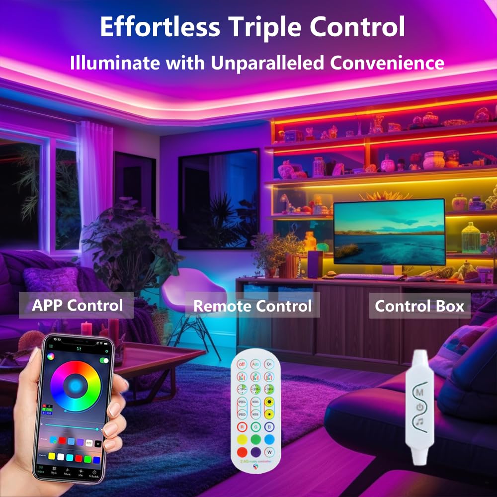 ADRESUNO WS2811 IC LED Strip 16.4FT 60Pixels/m RGB Bluetooth Music Sync Black PCB