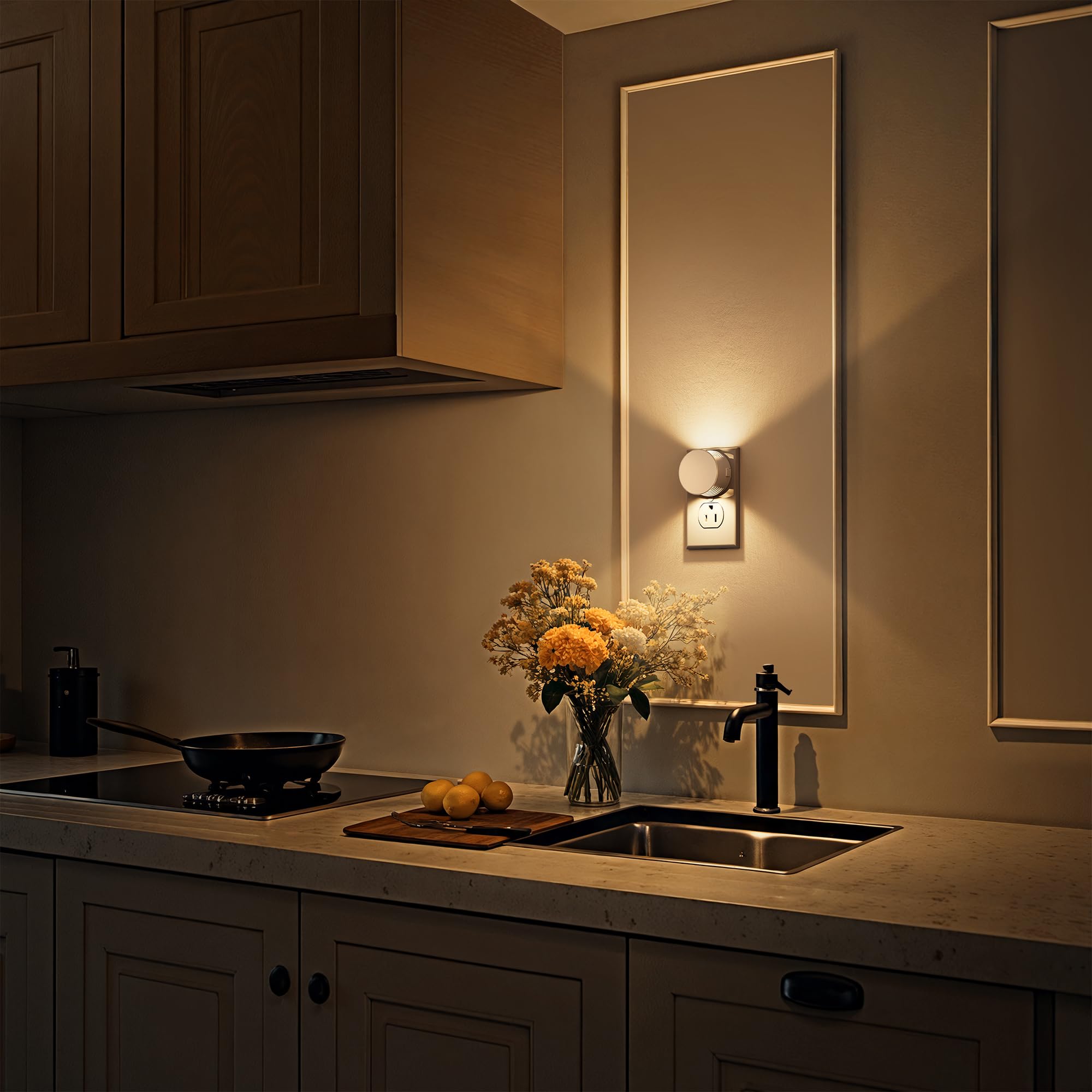 Night Lights Plug Into Wall [2 Pack], White Night Light Dusk To Dawn Sensor Nightlight, Brightness Adjustable 3000K Soft White,