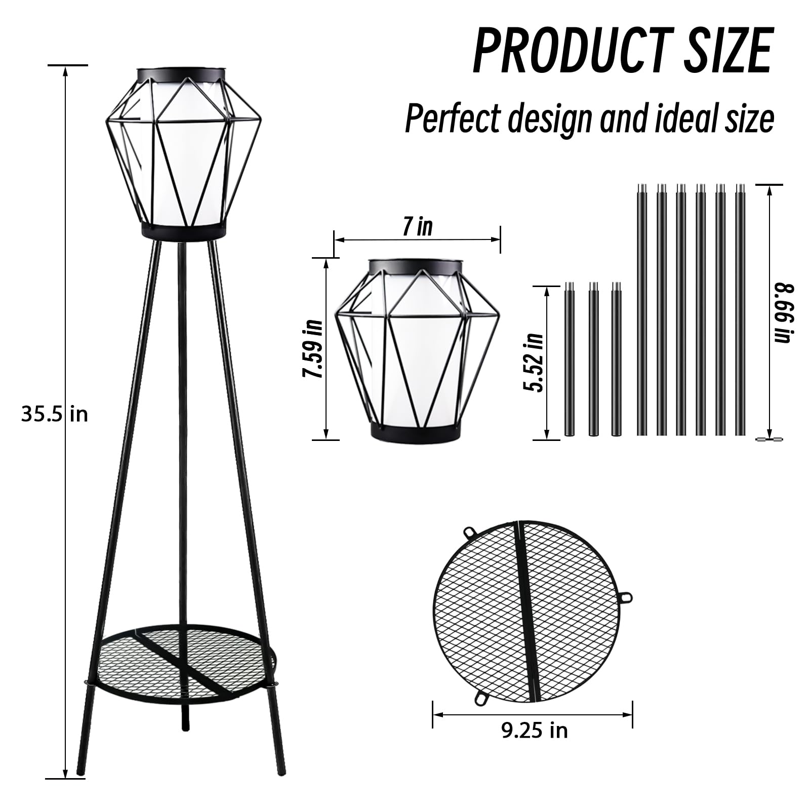 TOOTOO STAR Solar Floor Lamp Outdoor Patio Light Waterproof with USB Rechargeable, Remote Control and Light Sensor Dimmable Sola