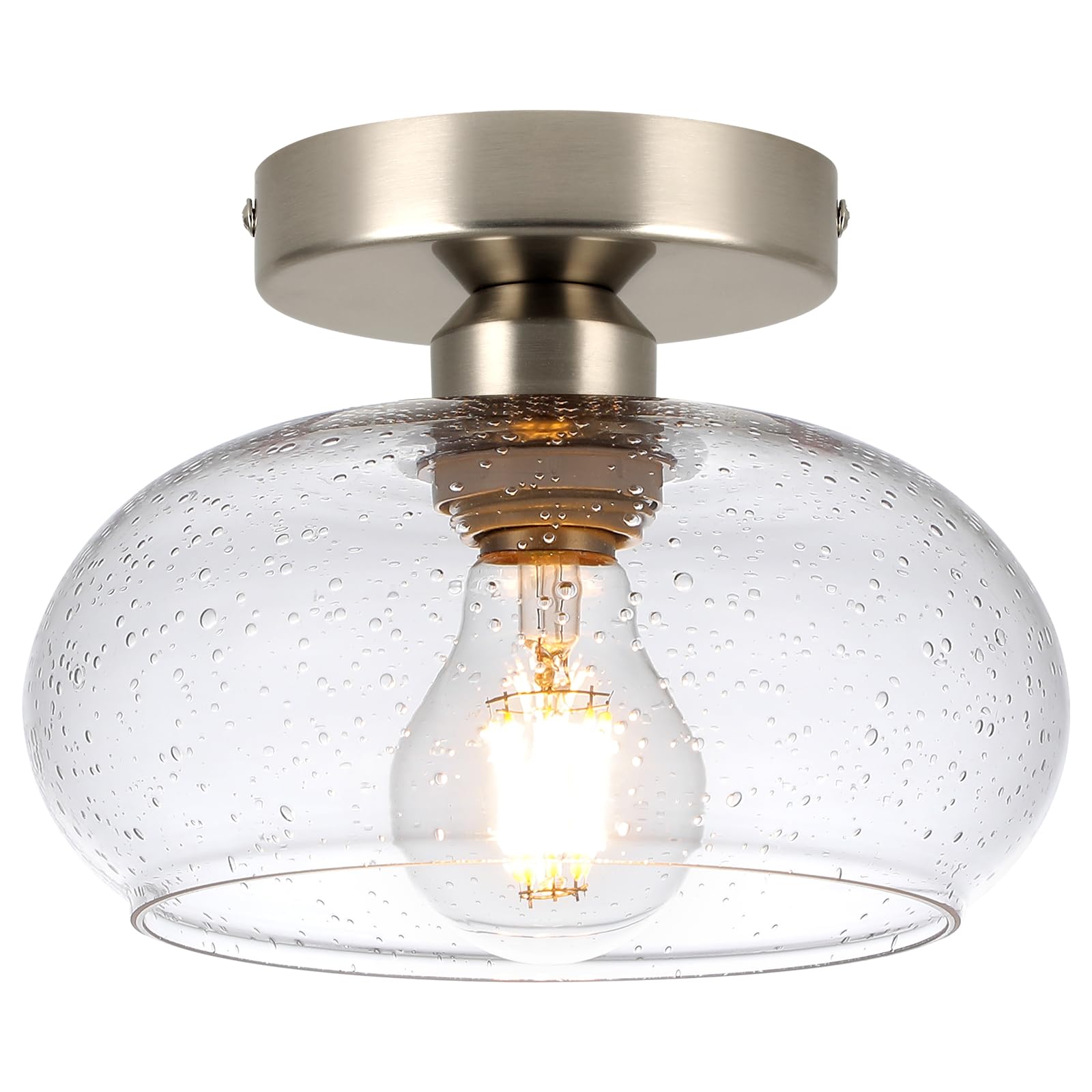 WILON Modern Semi Flush Mount Ceiling Light - Industrial Ceiling Light Fixture with Glass Shade Kitchen Light Fixtures Mini Ceil