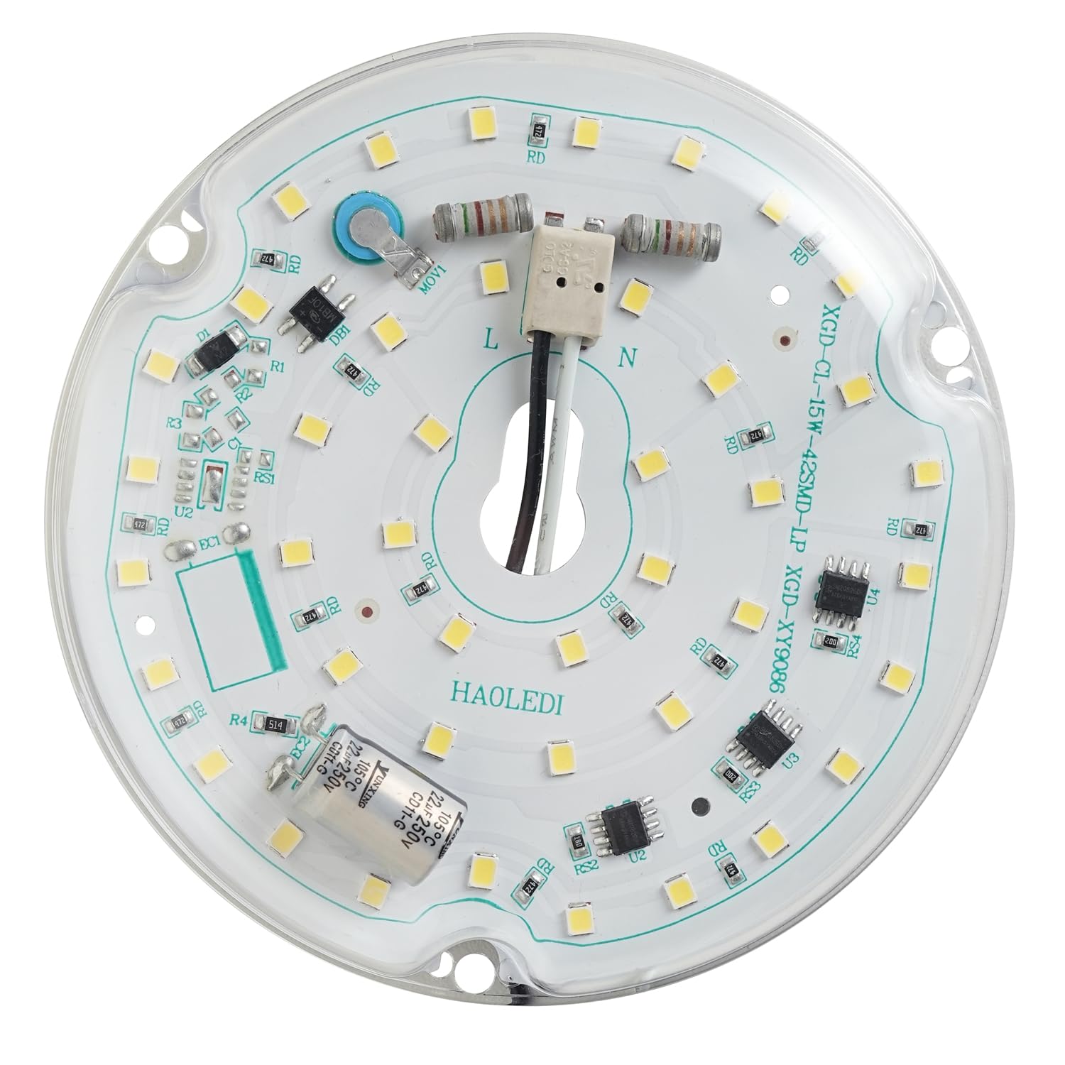 Haoledi 3.94'' 15W Led Ceiling Fan Light Retrofit Kit, Ceiling Light Replacement Panel Pcb 6500K 1800Lm 120V Cri90 (1-Pack White