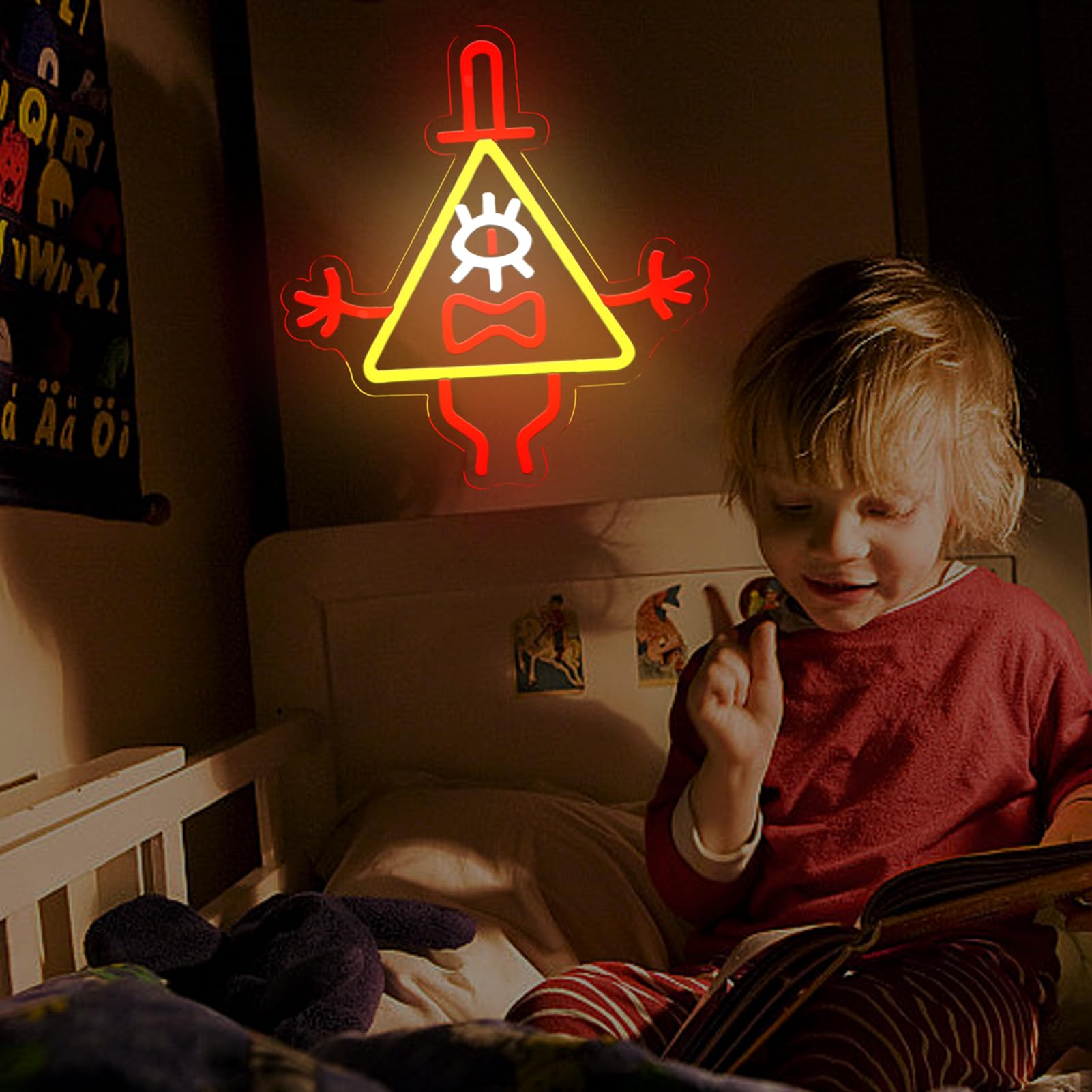 ASDGGBL Neon Sign - Gravity Falls Triangle Monster - Yellow Acrylic Wall Decor for Home, Bar, Cafe, Office, Dormitory