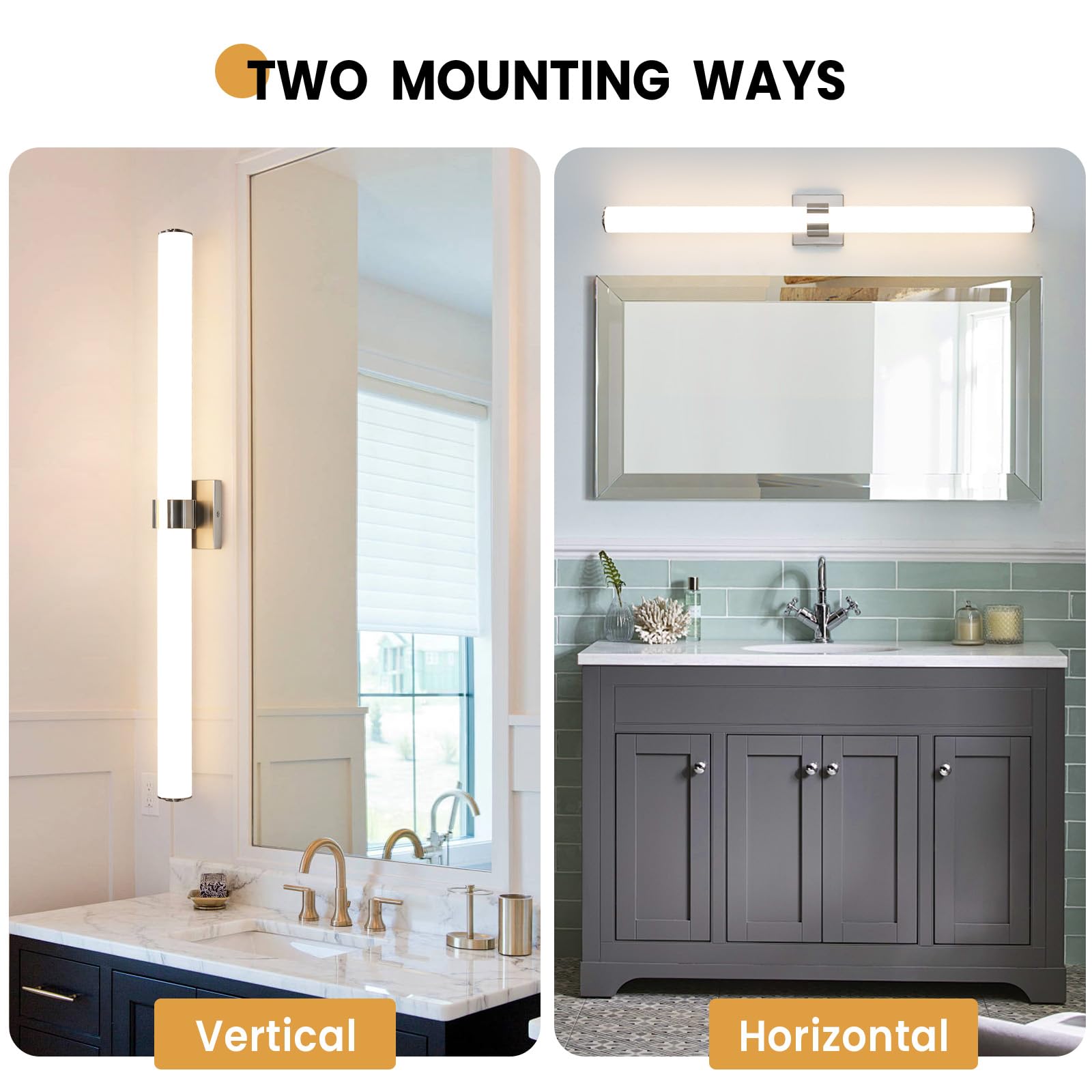 Aijiasi Bathroom Vanity Light Fixtures - 39 Inch Brushed Nickel Bathroom Lights Over Mirror, 3000K Dimmable Led Vanity Light Bar