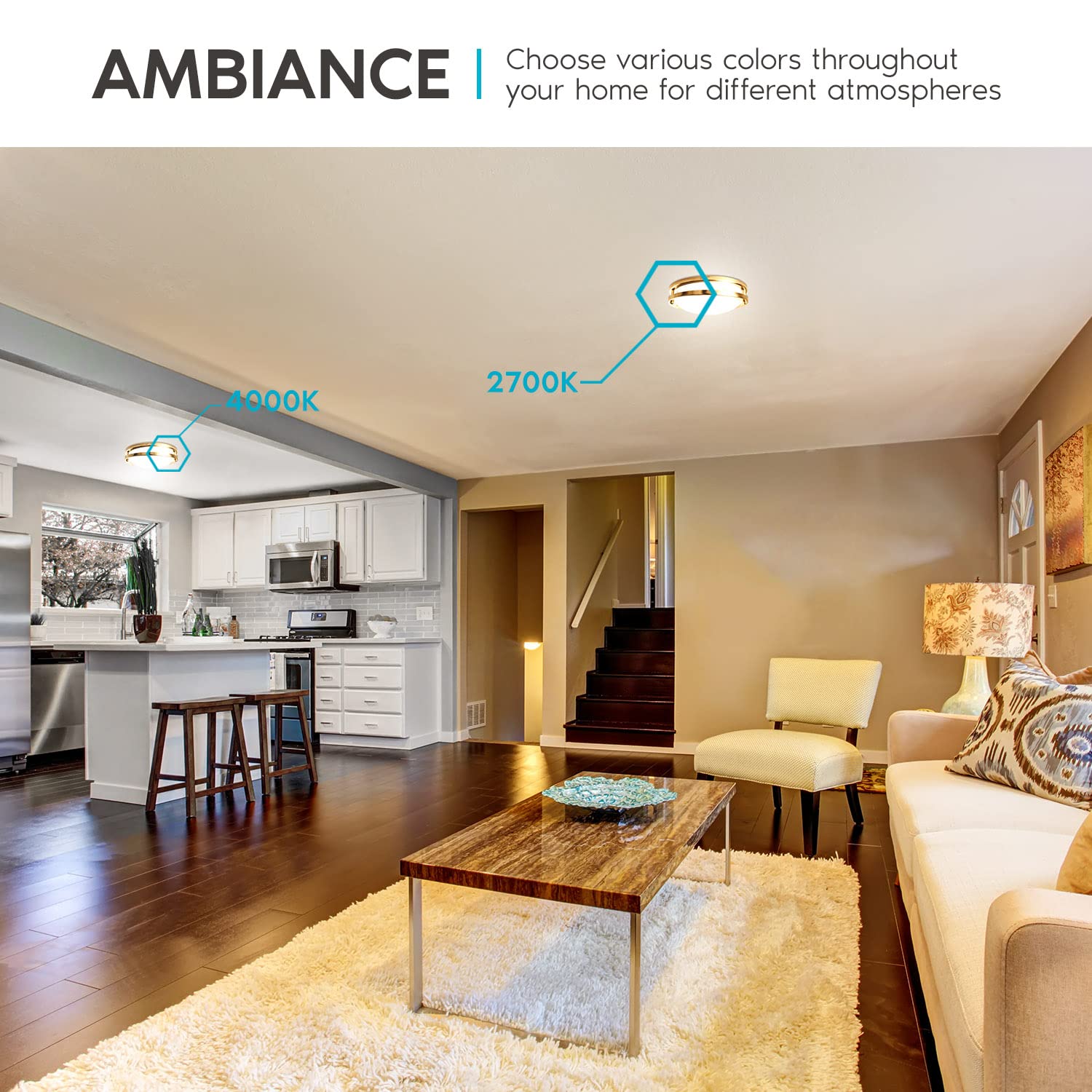 LUXRITE 14 Inch LED Flush Mount Ceiling Light, Dimmable, 18W, 1440 Lumens, 5 Color Selectable, Brushed Brass, Model LR23297