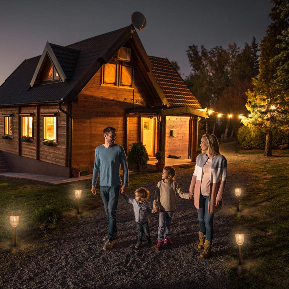 Xmcosy+ Waterproof Solar Lights - 4 Pack Dimmable Outdoor Garden Pathway Lighting (Warm White)