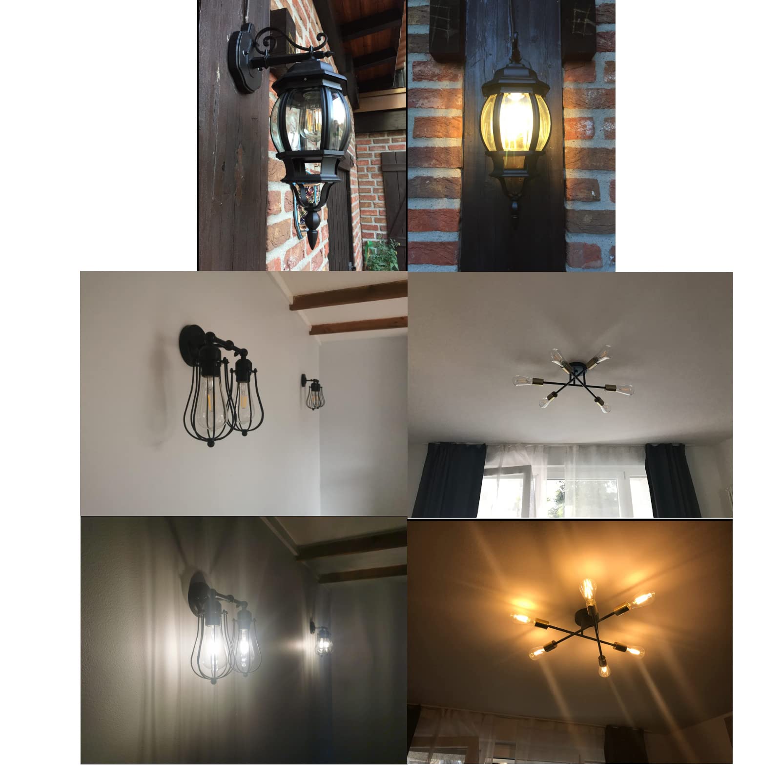 Vintage Led Light Bulbs,E26 Edison Filament,6W,60 Watts Equivalent,Soft White 2700K,2 Packs