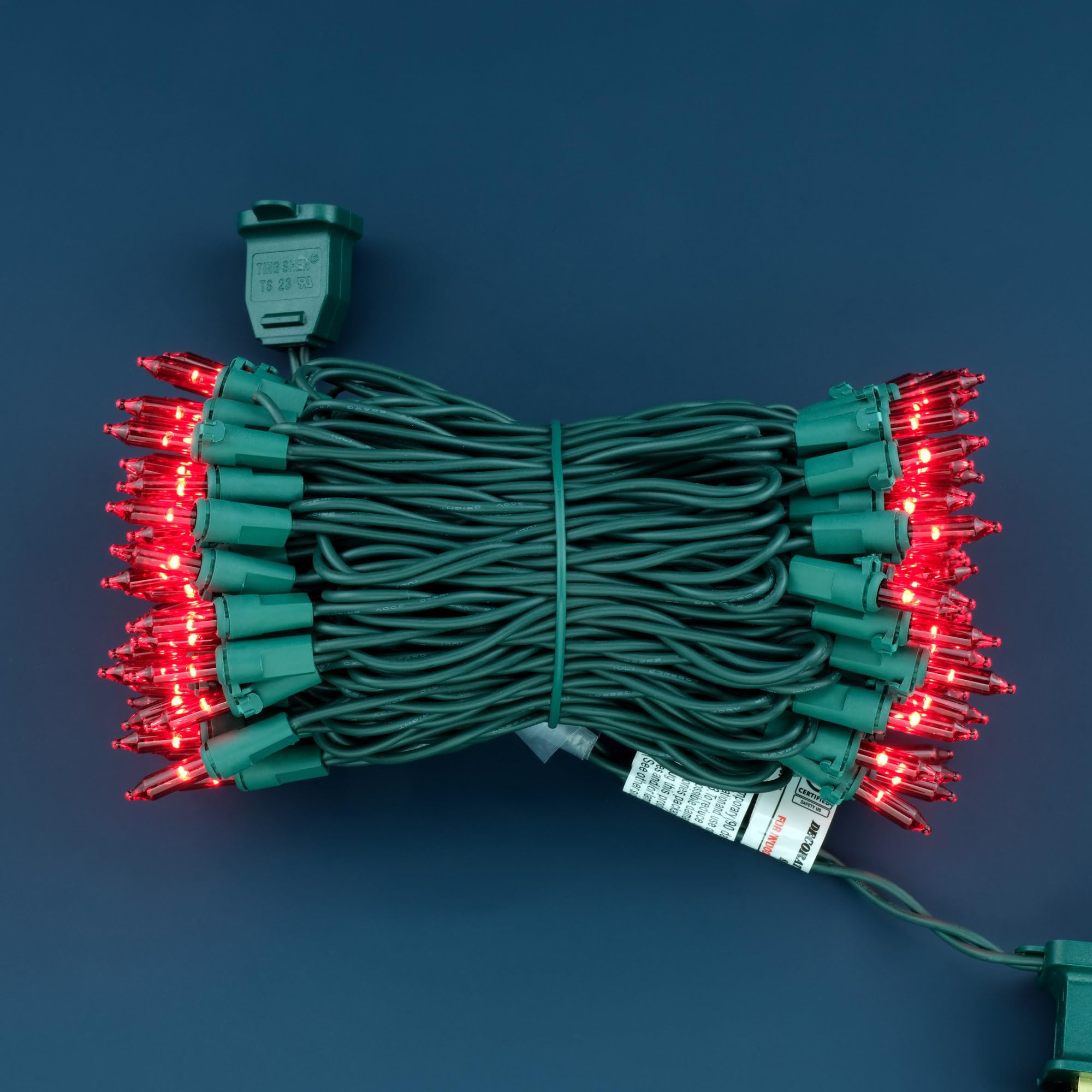 YULETIME Red Christmas Lights, 66ft 200 Count, UL Certified, Incandescent Mini Light Set, Brown Wire, Model DDS-L-100E/2F(0.34)