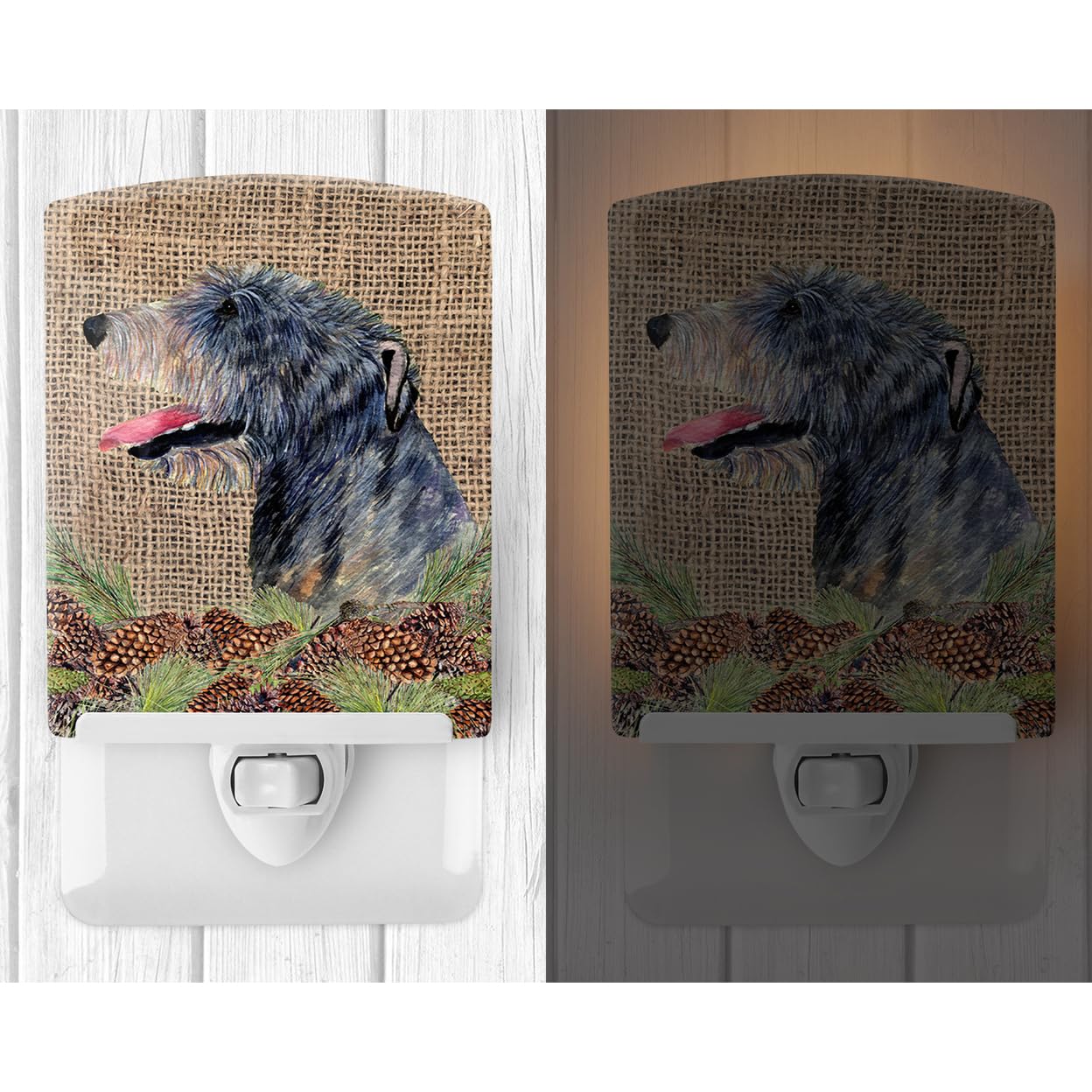 Carolines Treasures Ceramic Night Light, Irish Wolfhound Design, 6x4x3in, Model SS4095CNL, UL-Certified, Multicolor