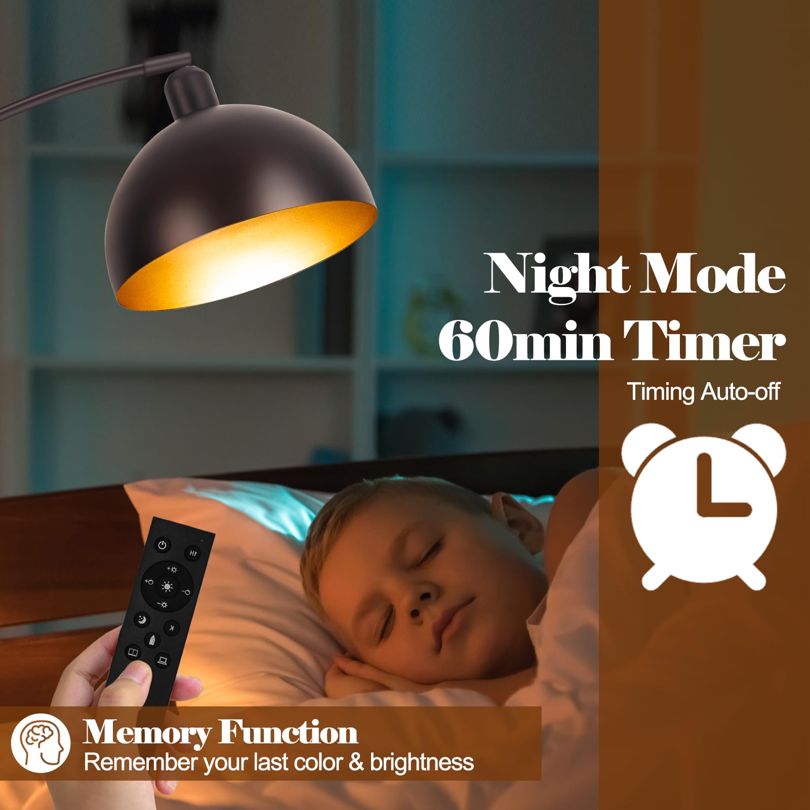 Bronze Arch Floor Lamps For Living Room Dimmable - Upgraded 9W Led Arc Lamp With 4 Color Temperatures, Remote Control Rustic Arc