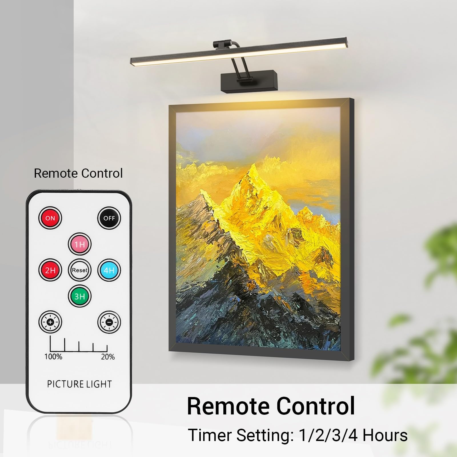 Elavika 2 Pack Picture Light Battery Operated For Wall, 16'' Wireless Art Light For Painting With Remote, Timer, 5200Mah Recharg