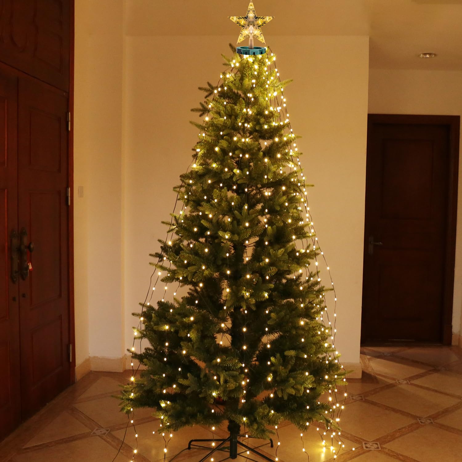 AMIPEPE Christmas Tree Lights, 400 LED Warm White Fairy Lights, 6.6FT x 16 Drop, Remote & Timer, Model SW-LSL-02-410