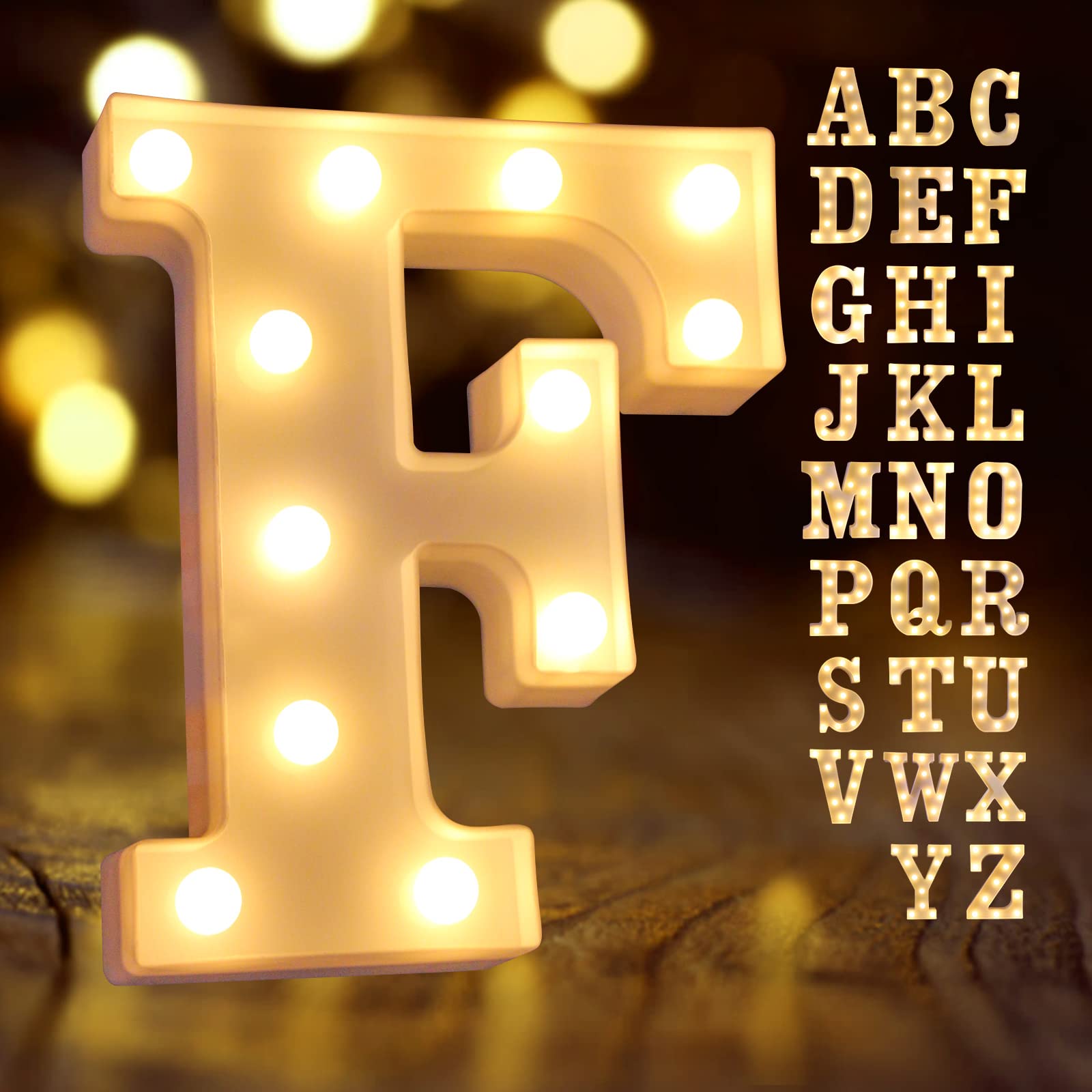 Laerjin Light Up Marquee Letter F - Decorative LED Number Sign for Night Light, Wedding, Birthday Party, Christmas, Home Bar