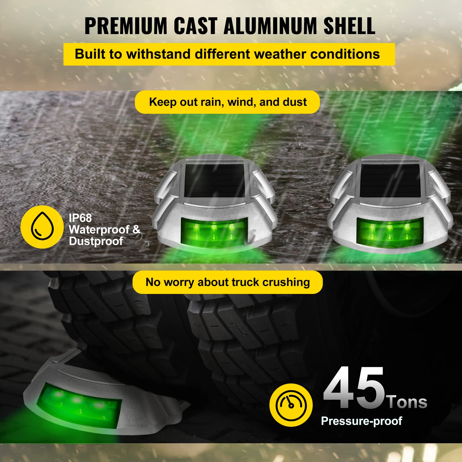 Happybuy Solar Driveway Lights 8-Pack, Wireless Led Green Deck Lights For Pathway & Garden