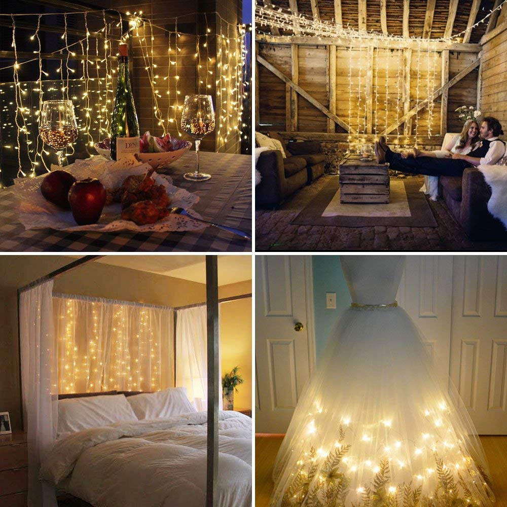 MYGOTO String Lights 165FT 500LED Warm White Twinkle Fairy Lights 8 Modes Plug-in for Indoor Outdoor Decoration