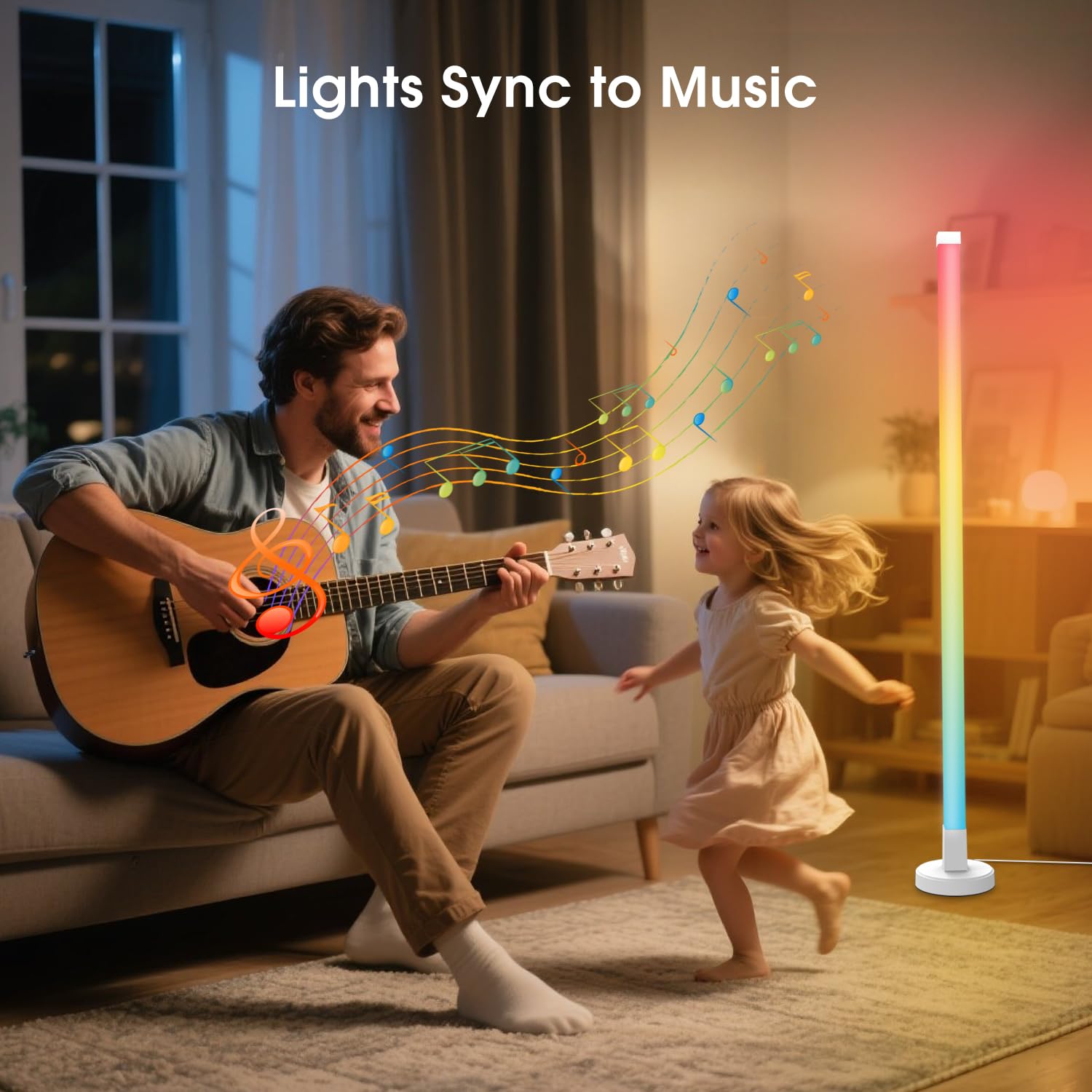 KEIWRLIGHT RGB LED Corner Floor Lamp, Smart App & Remote Control, 16 Million Colors, Medium, White, Model JSK-P70