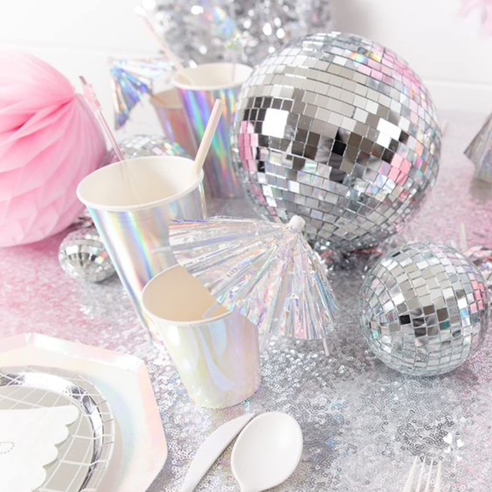 Newmemo 11pcs Disco Ball Cake Decoration Mirror Cake Topper 70's Disco Disco Ball Table Decorations Disco Ball Centerpiece Decor