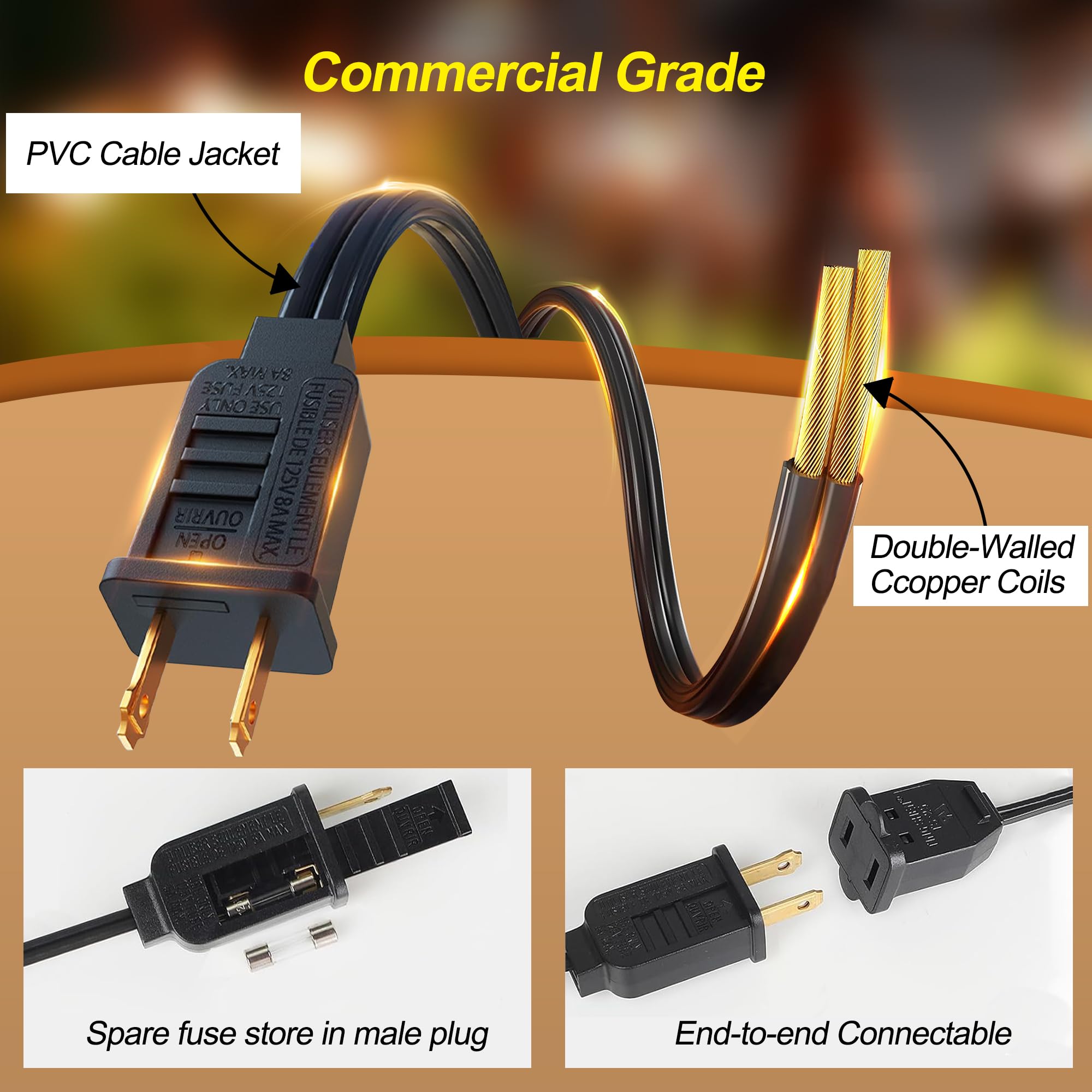 CABOCASA Outdoor String Lights 100FT for Outside Patio Lights with 50+2 Shatterproof S14 LED Dimmable Bulb, Outside Hanging Ligh