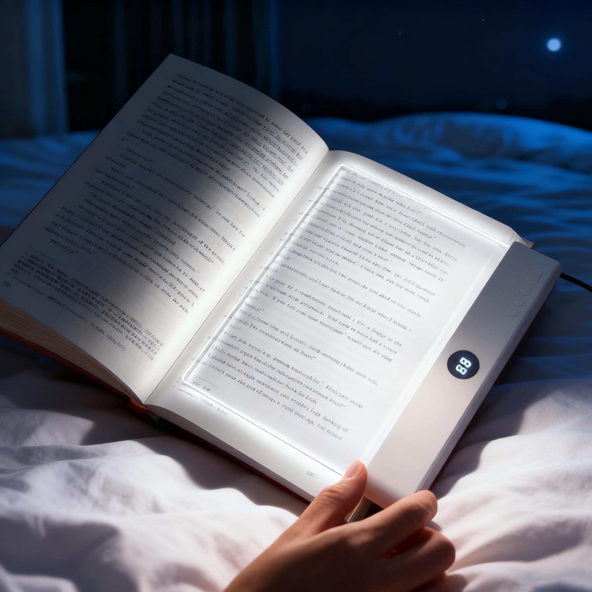 Rtettoa LED Reading Clip on Book Light - Rechargeable Flat Night Light with 3 Colors & Timer Lamp for in Bed - Gifts for Readers