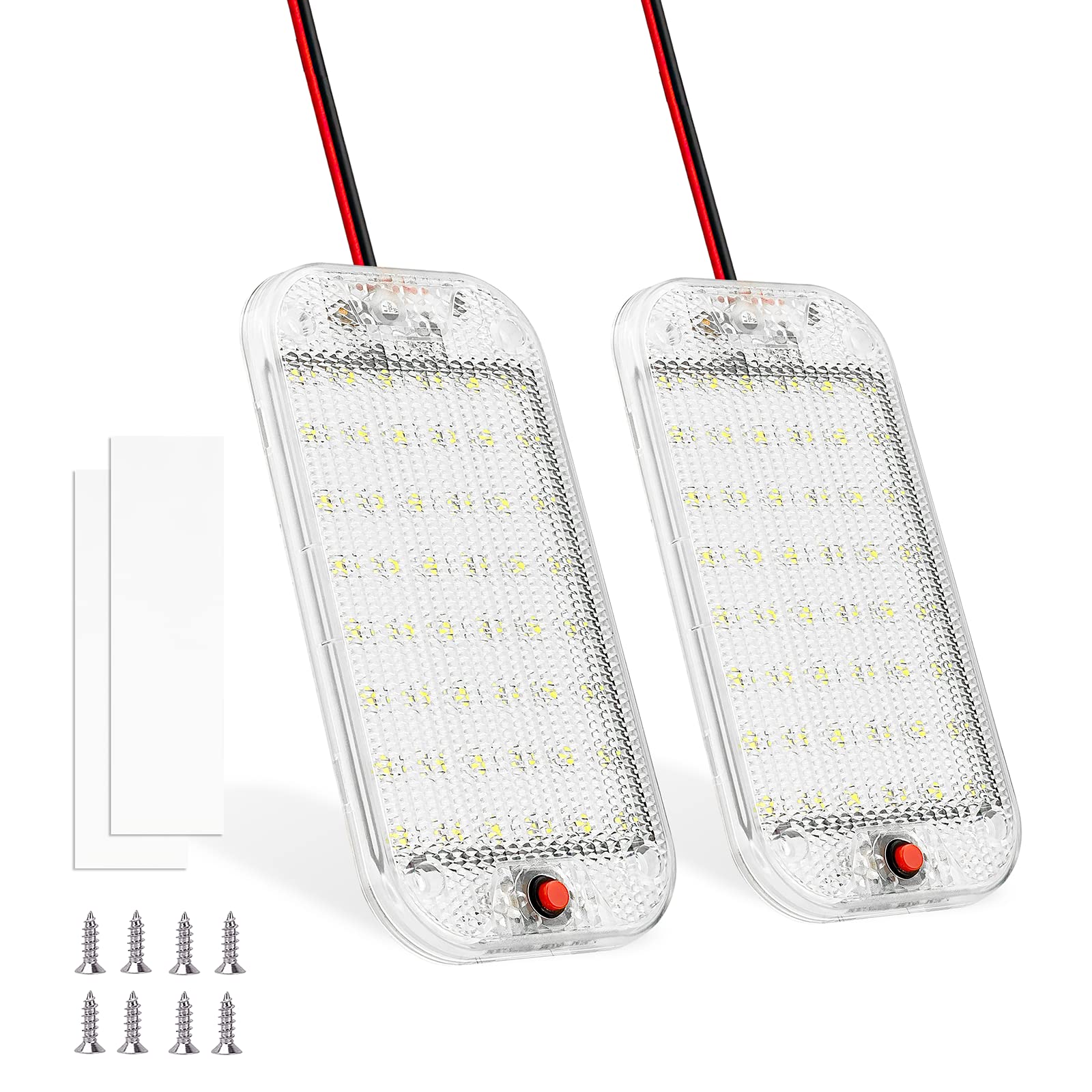 Mertturm Dome Light For Rv Interior, 48Led 800Lm Ultra Bright 12 Volt Led White Lights, Rv Ceiling Light With Switch Control, Id