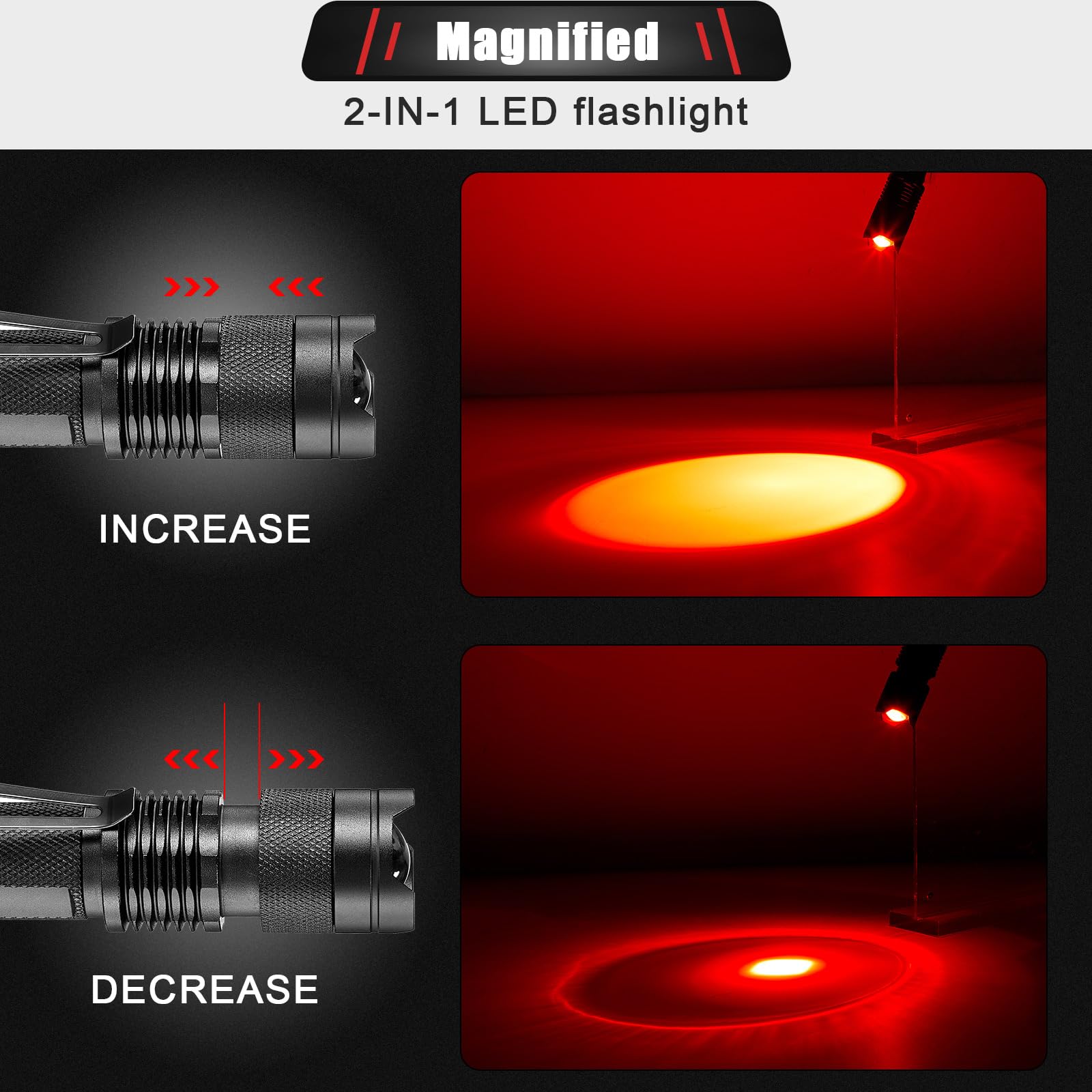 Honoson 3 Pieces Red Light Flashlight Led Single Mode Torch 1 Mode Scalable Red Lens Filter Flashlight For Night Astronomy Aviat