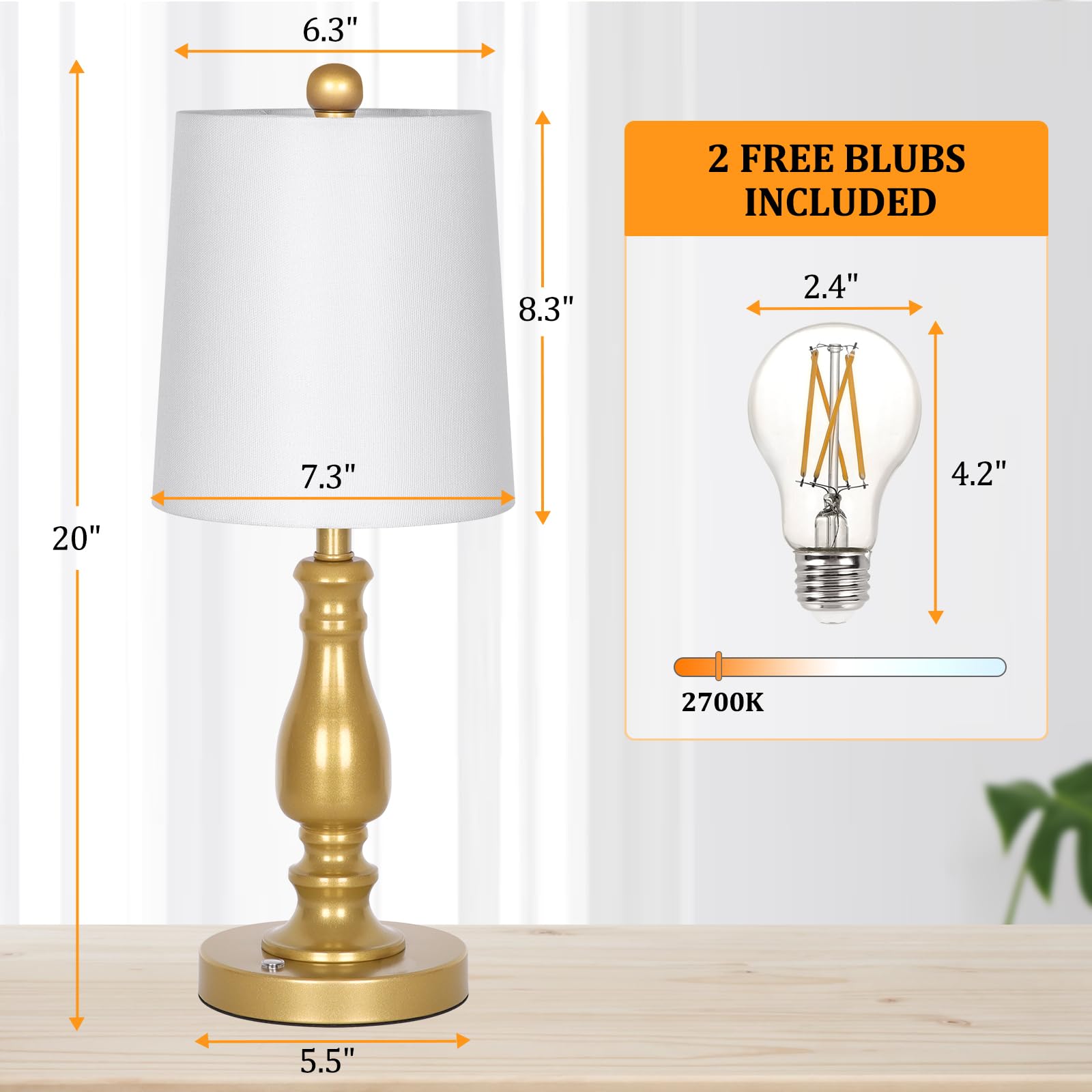 Dott Arts Cordless Lamp Table Lamps Set Of 2, Battery Powered Rechargeable Lamp 3-Way Dimmable Modern Nightstand Lamp Sets Bedsi