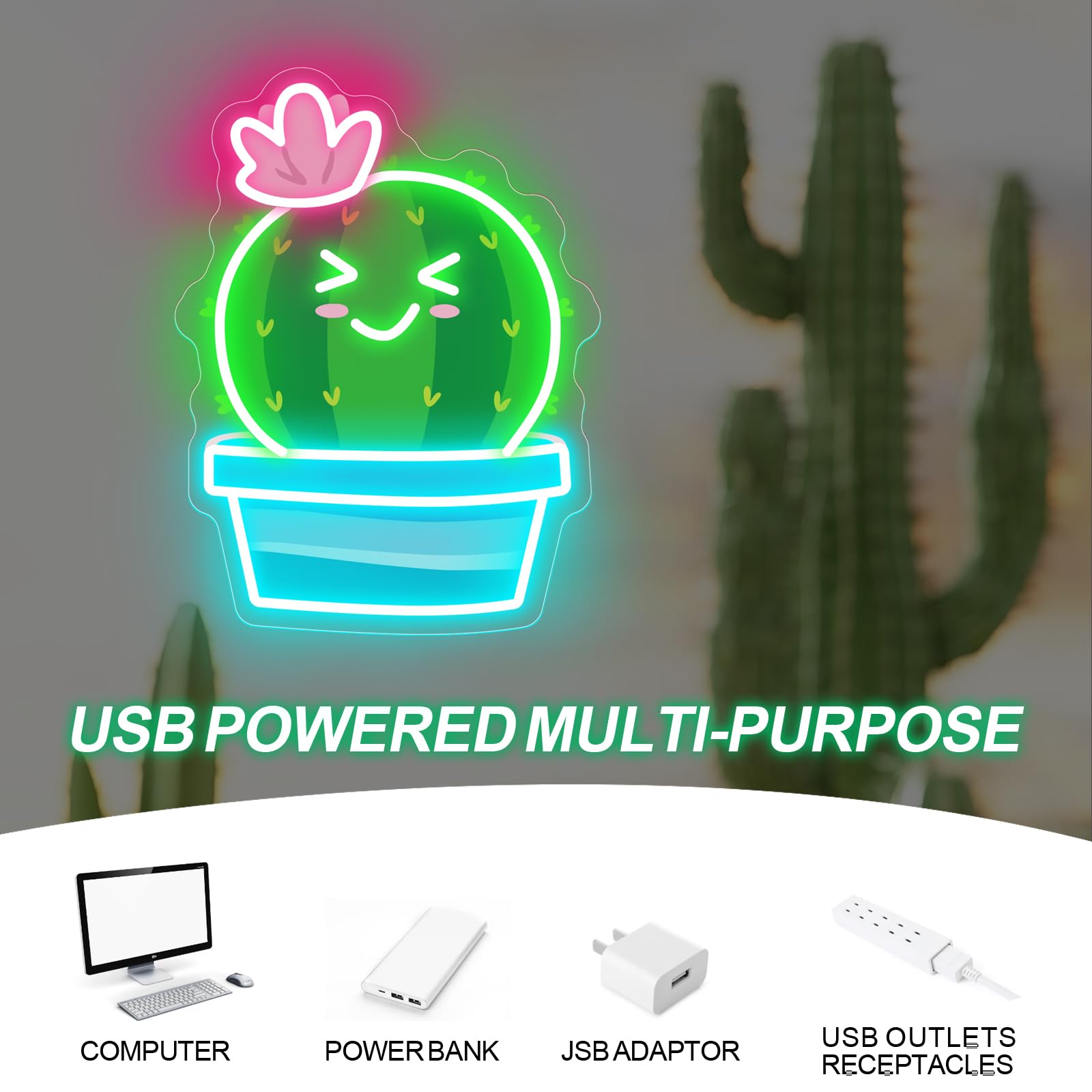 Lotus Cactus Uv Neon Sign Cactus With A Flower Led Light Sign Houseplant Decoration Aesthetic Decor For Flower Store  Parties  Coffee Shops  Salons  Shop Window Store Display malt-inspired Bar Opening Gift