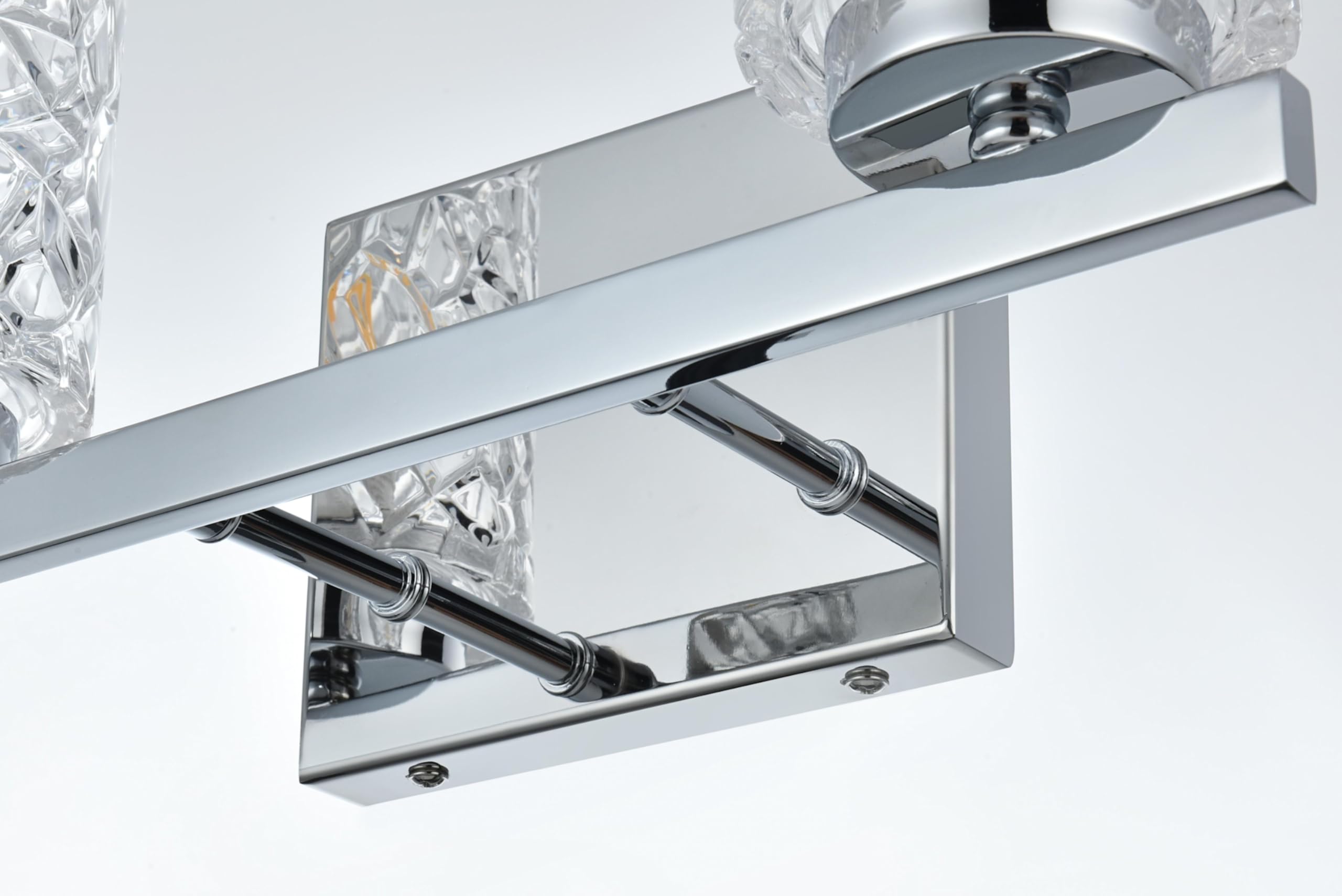 Living District Indoor Modern Home Decorative Bright Ceiling Cassie 2 Lights Bath Sconce in Satin Nickel with Clear Shade
