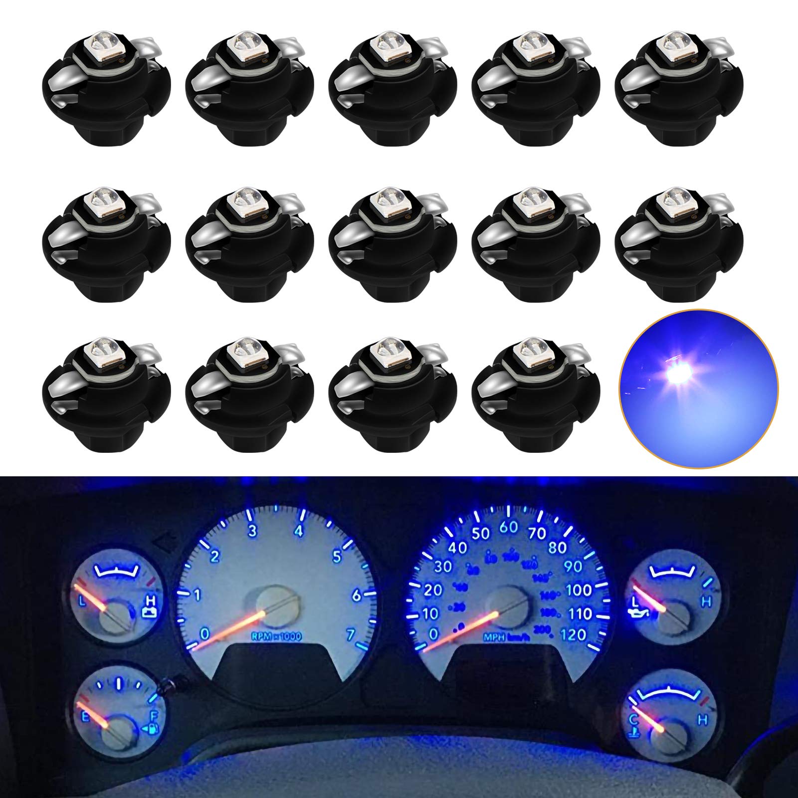 Mbuydiy Blue Led Lights Bulbs For Instrument Gauge Cluster Panel Speedometer Compatible With 2002-2006 Ram 1500 2500 3500 Pickup