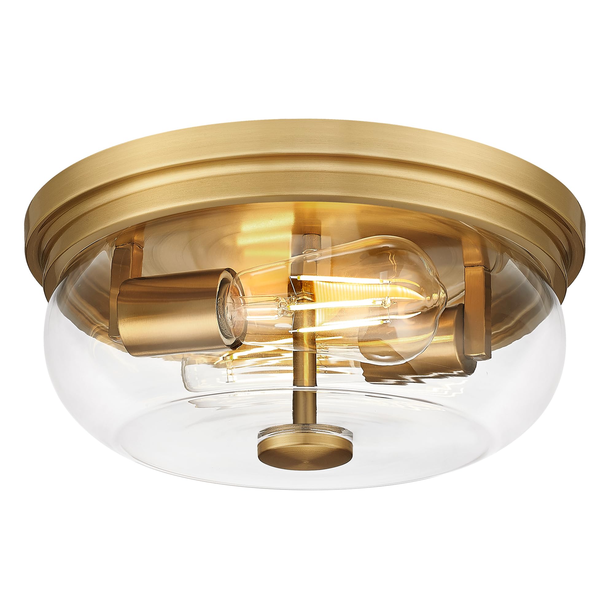Flush Mount Ceiling Light Fixture, HWH 2-Light Ceiling Light Fixture with Clear Glass, 12 Inch Light Fixtures Ceiling Mount for 