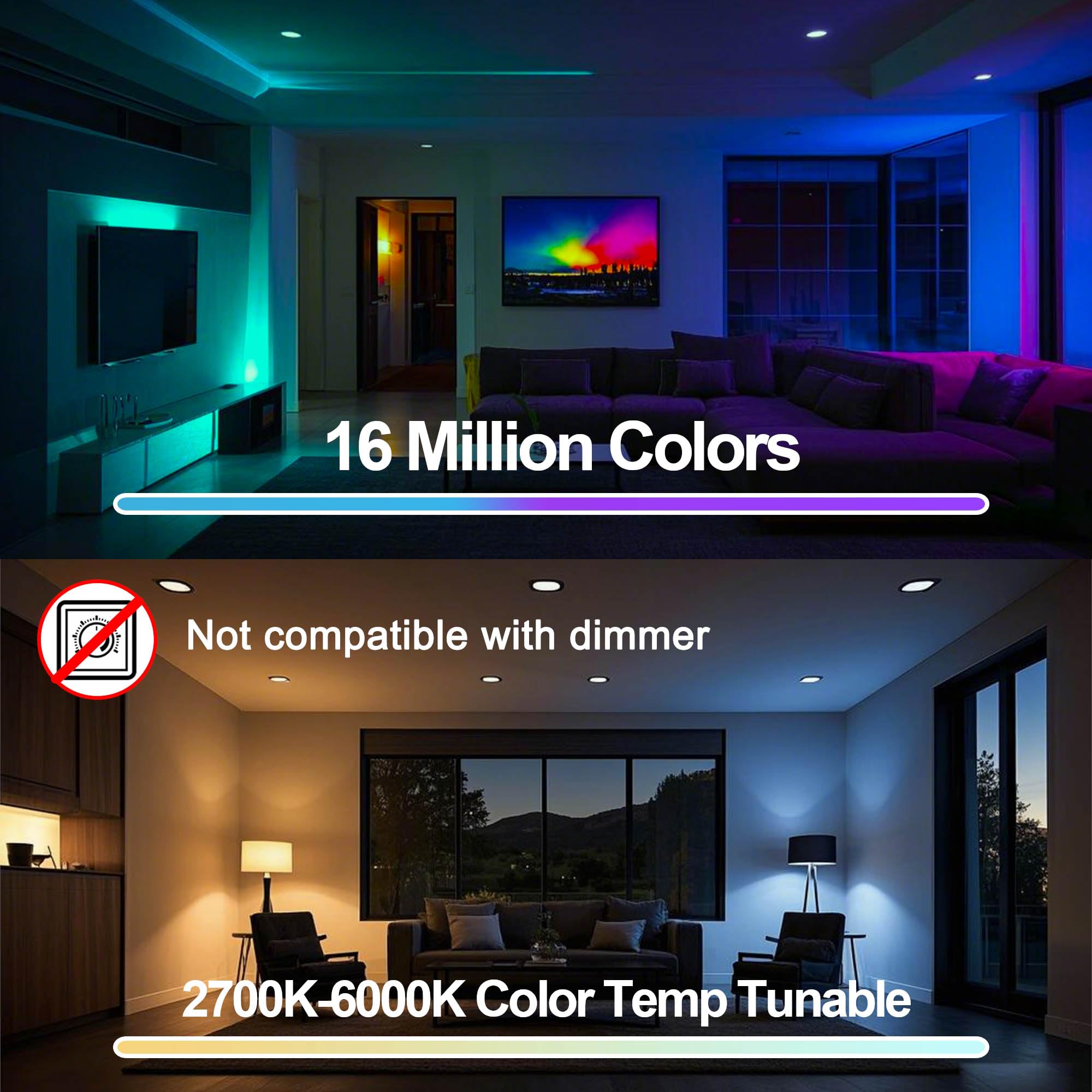 ILC BR30 LED Flood Light Bulbs, 6 Pack, Color Changing & Tunable White, Compatible with Alexa, Equivalent to 70W