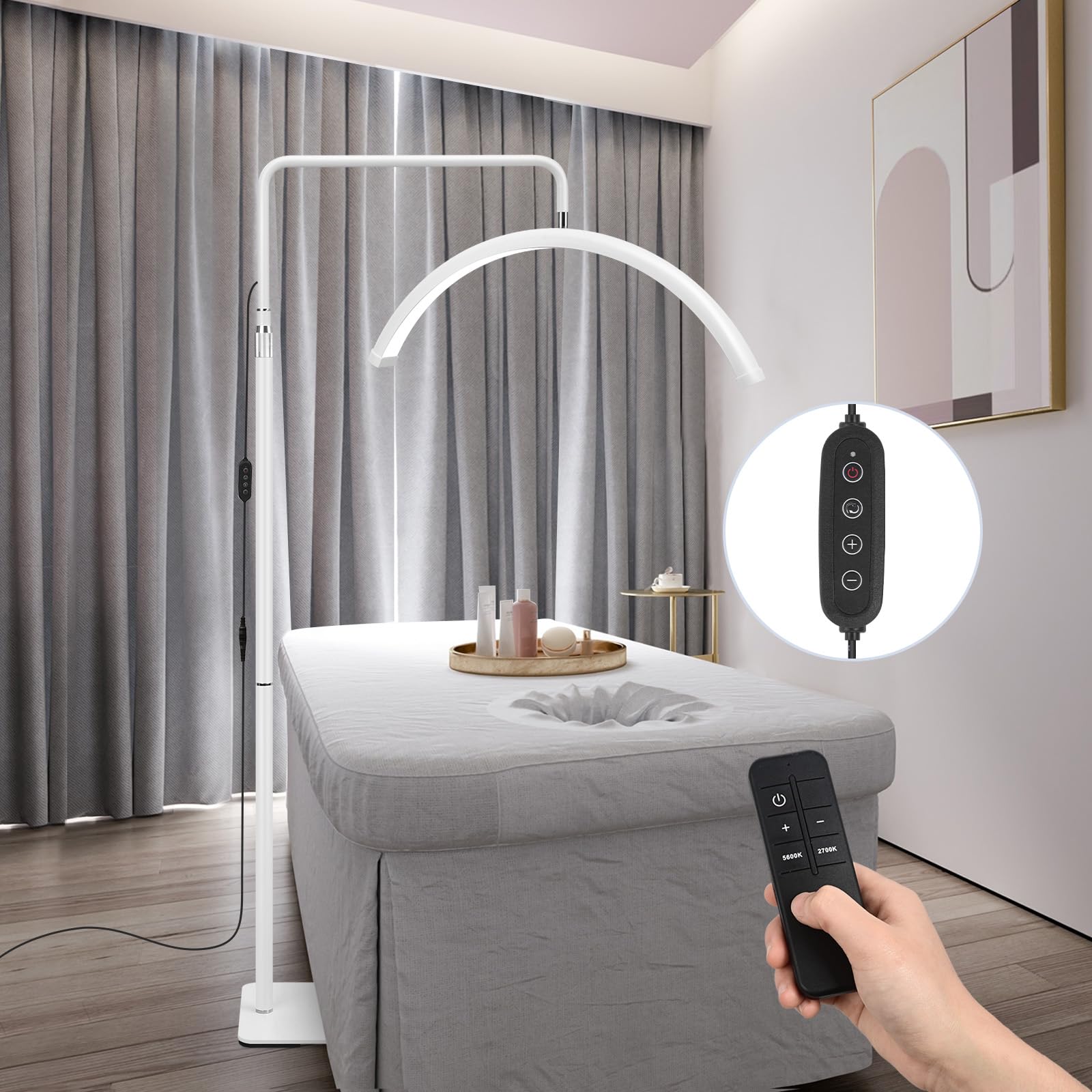 Ebrlaxin Half Moon Light - 22 Inch Led Lash Lamp For Eyelash Extensions For Tattoo Artists  Nail Tech  Esthetician - Cool  Warm Lamp With Adjustable Brightness & Height (White)