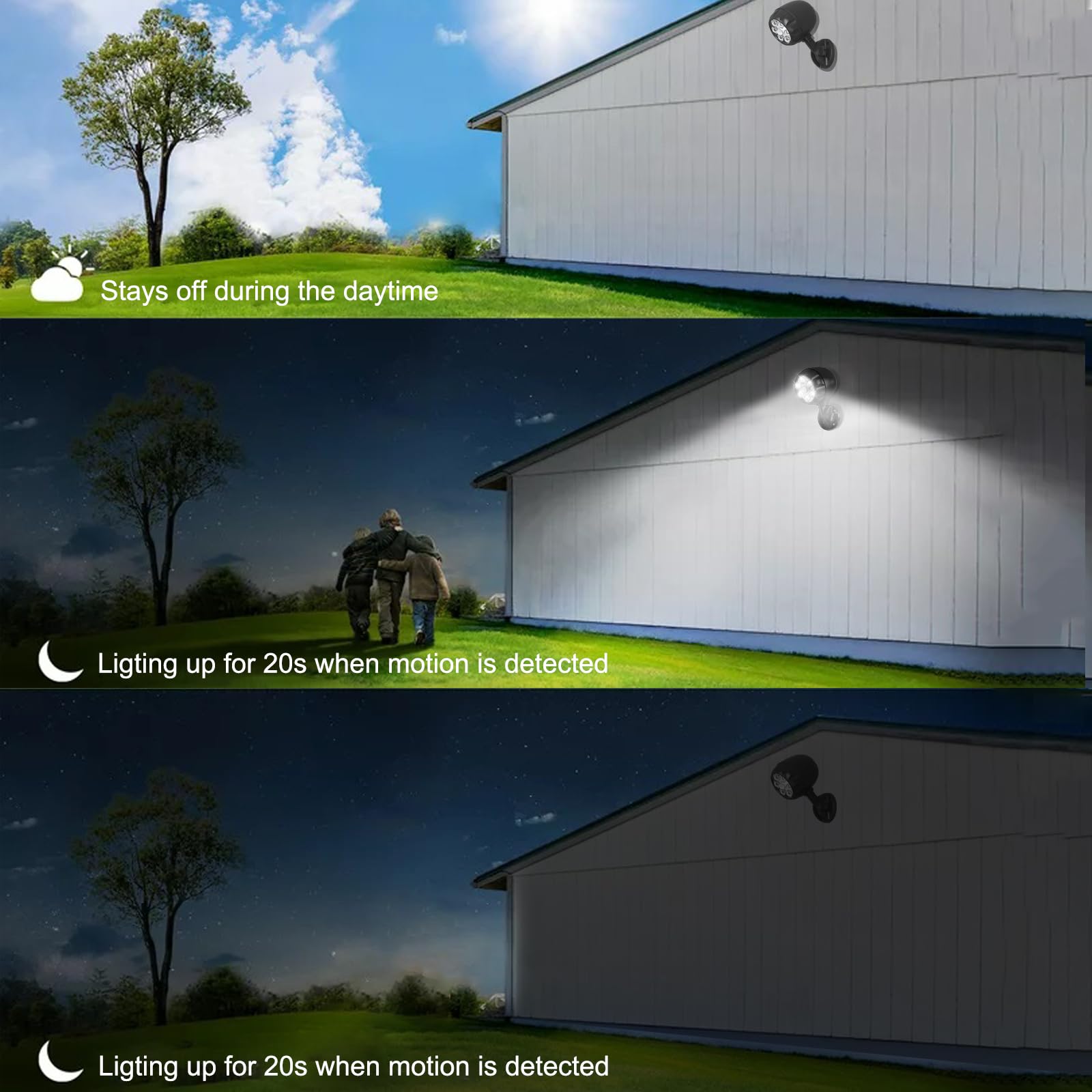 Woenergy Battery Motion Sensor Light Outdoor, 600 Lm Battery Operated Motion Lights Outdoor 6 Leds 400Sqft, 6000K Auto On Off 360° Adjustable Battery Flood Lights Outdoor Waterproof, 1 Pack, Black