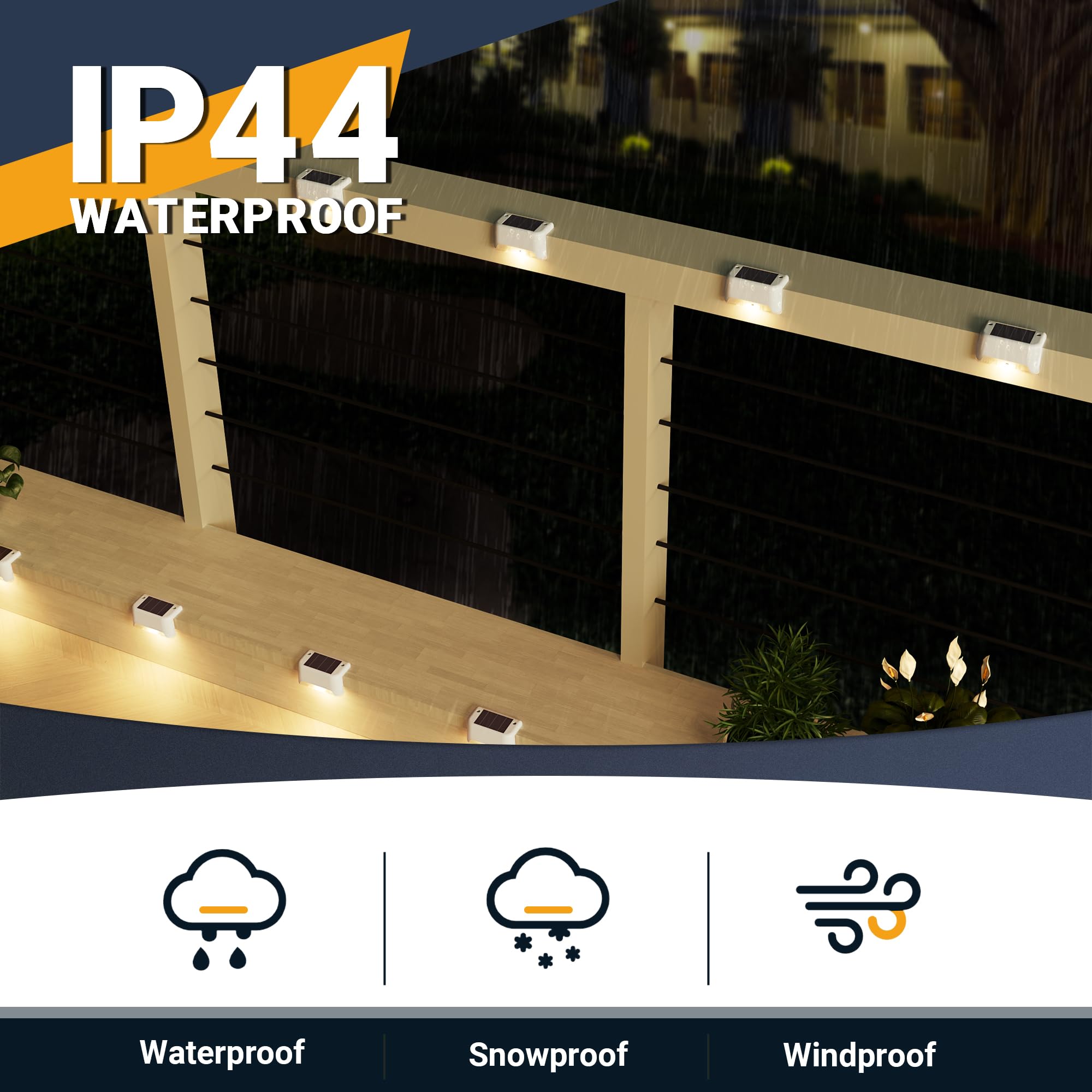 Solpex Solar Fence Lights Outdoor 16 Pack, Solar Step Lights Waterproof Led Solar Lights For Outdoor Stairs, Deck, Fence, Yard,