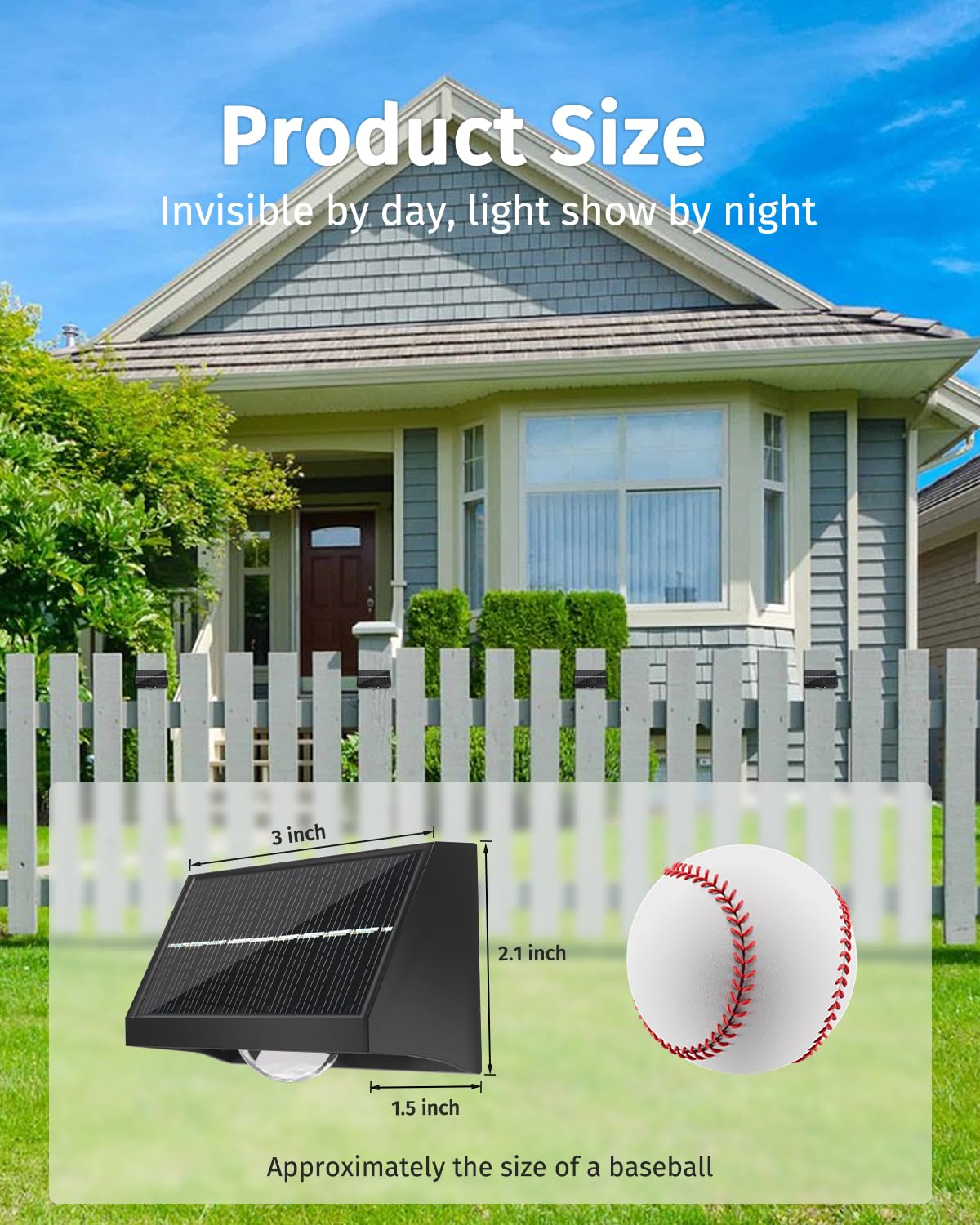 Solar Fence Lights Outdoor Waterproof High Brightness Led Spot Lens Deck Lights 7 Mode Warm & Cool White Rgb Solar Powered Wall