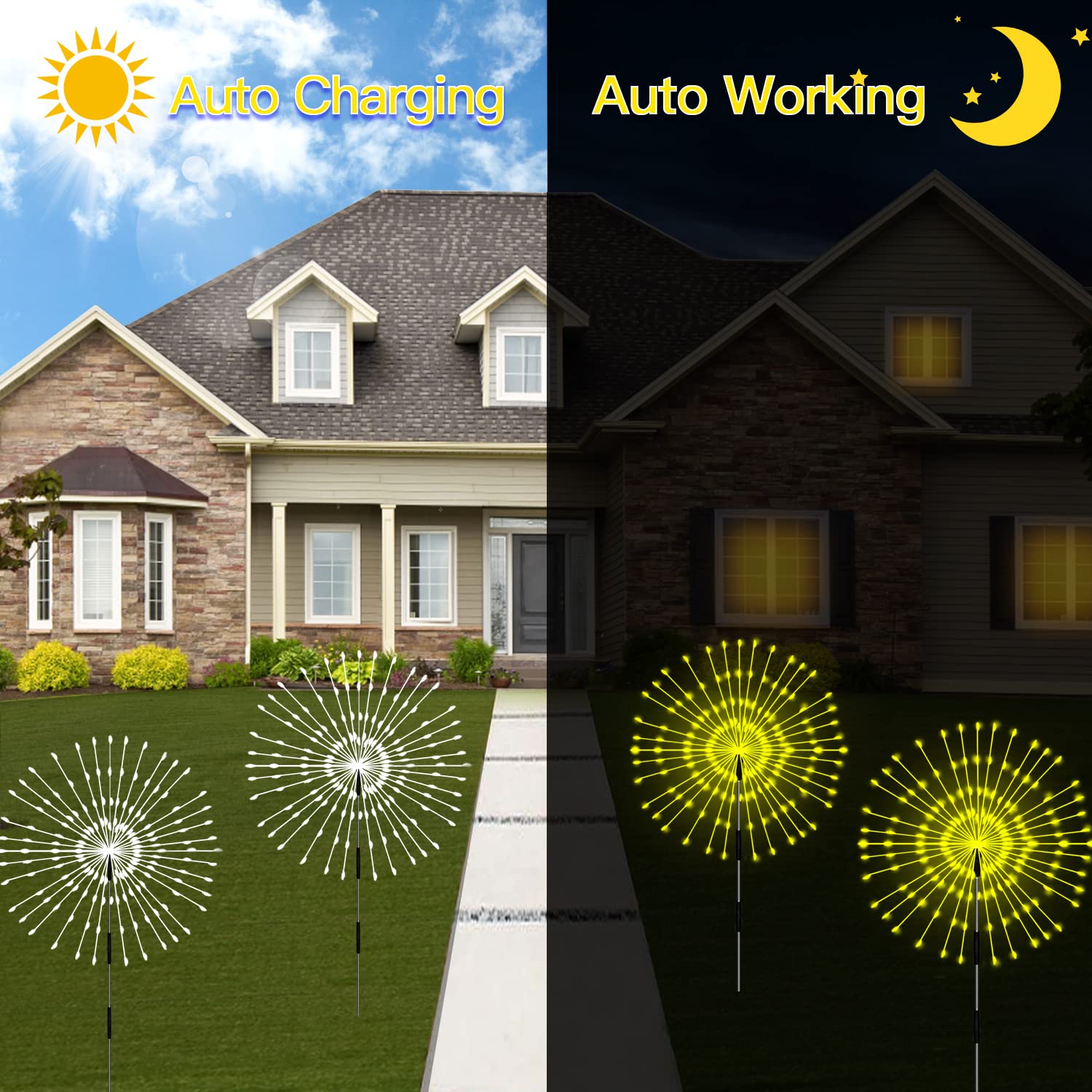 Solar Garden Lights 4-Pack Waterproof Decorative Pathway Firefly Lights For Courtyard & Garden Party Warm White