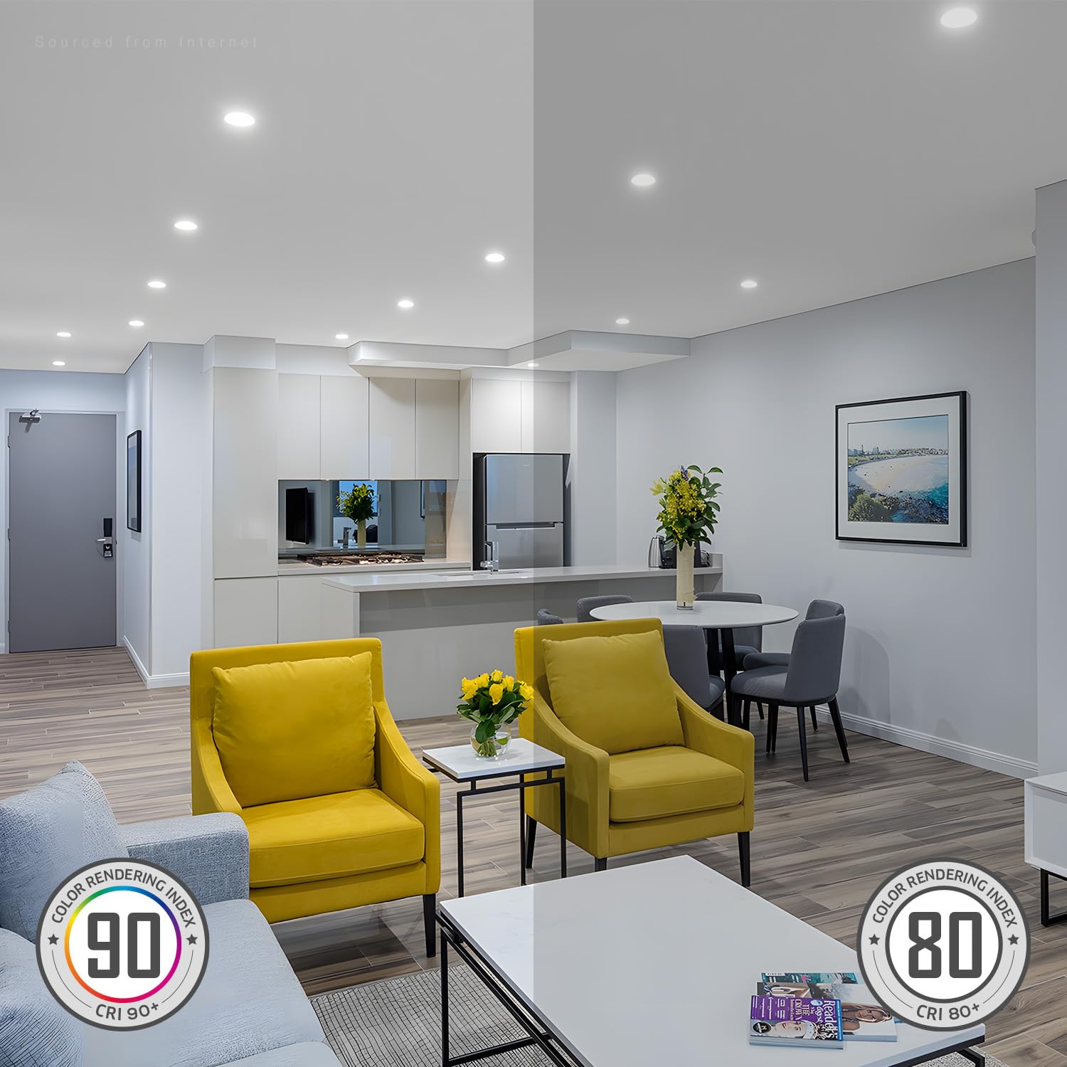 Torchstar 12-Pack 5Cct 6 Inch Ultra-Thin Led Recessed Lighting With Junction Box, Cri90, Aluminum, 2700K3000K3500K4000K5000K, 5%