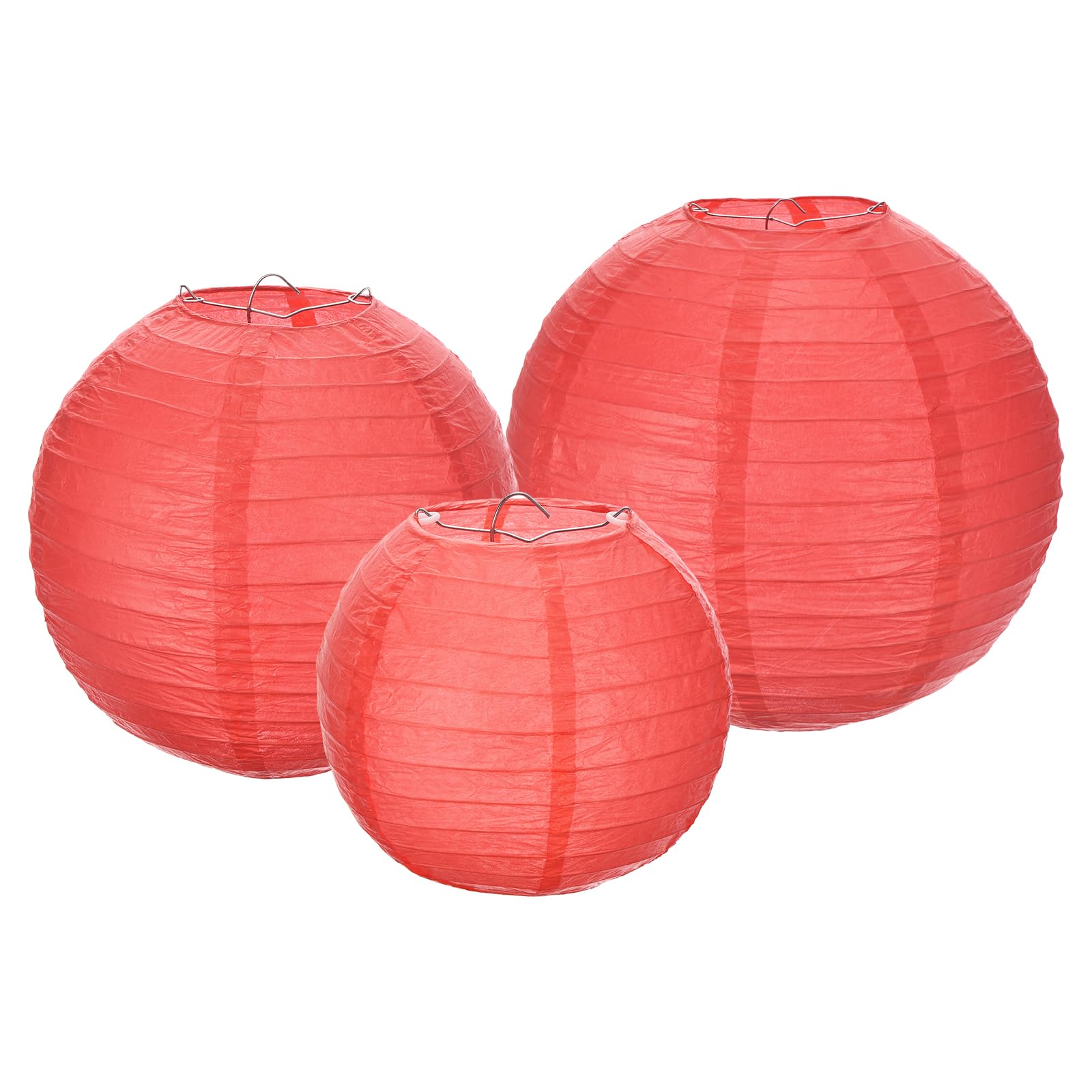 Meccanixity 6Pcs Paper Lanterns Decorative, 6'' 8'' 12'' Red Round Hanging Lantern Chinese Lanterns For Home Decor, Birthday, We