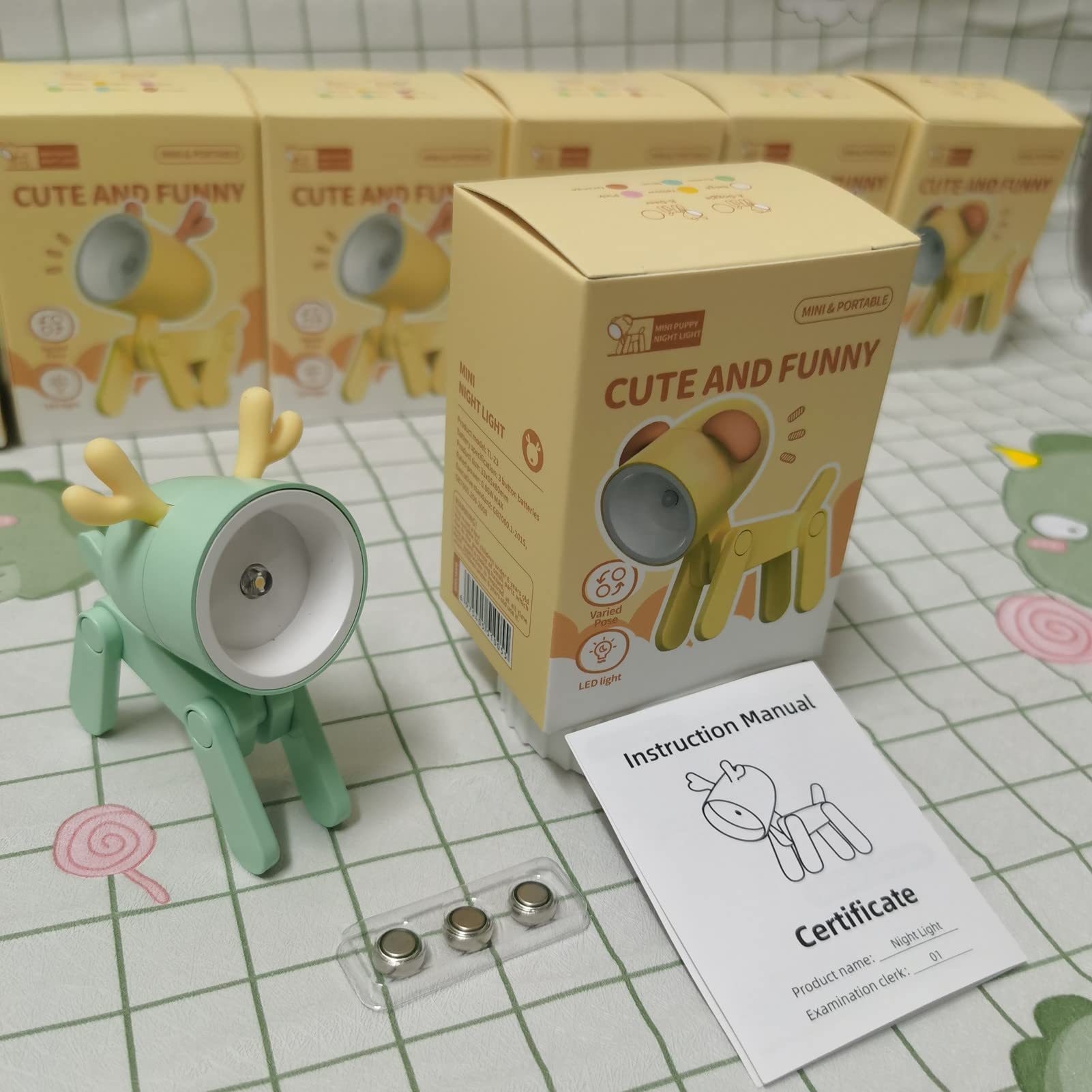 SpassLeben Night Light for Kids, Mini LED Desk Lamp, Green Deer, ABS Material