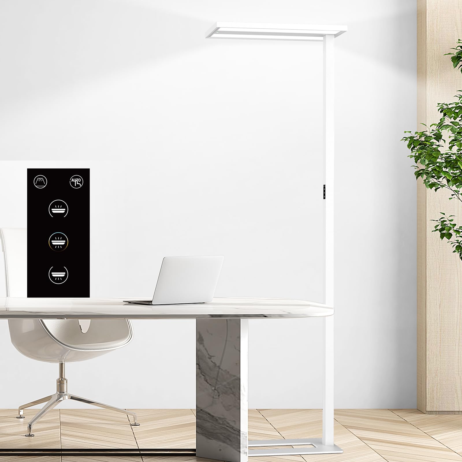 STERREN 76'' Motion Sensor Floor Lamp, 100W Modern LED Floor Lamp, Smart Full-Spectrum Office Standing Lamp, 9300LM Bright Readi