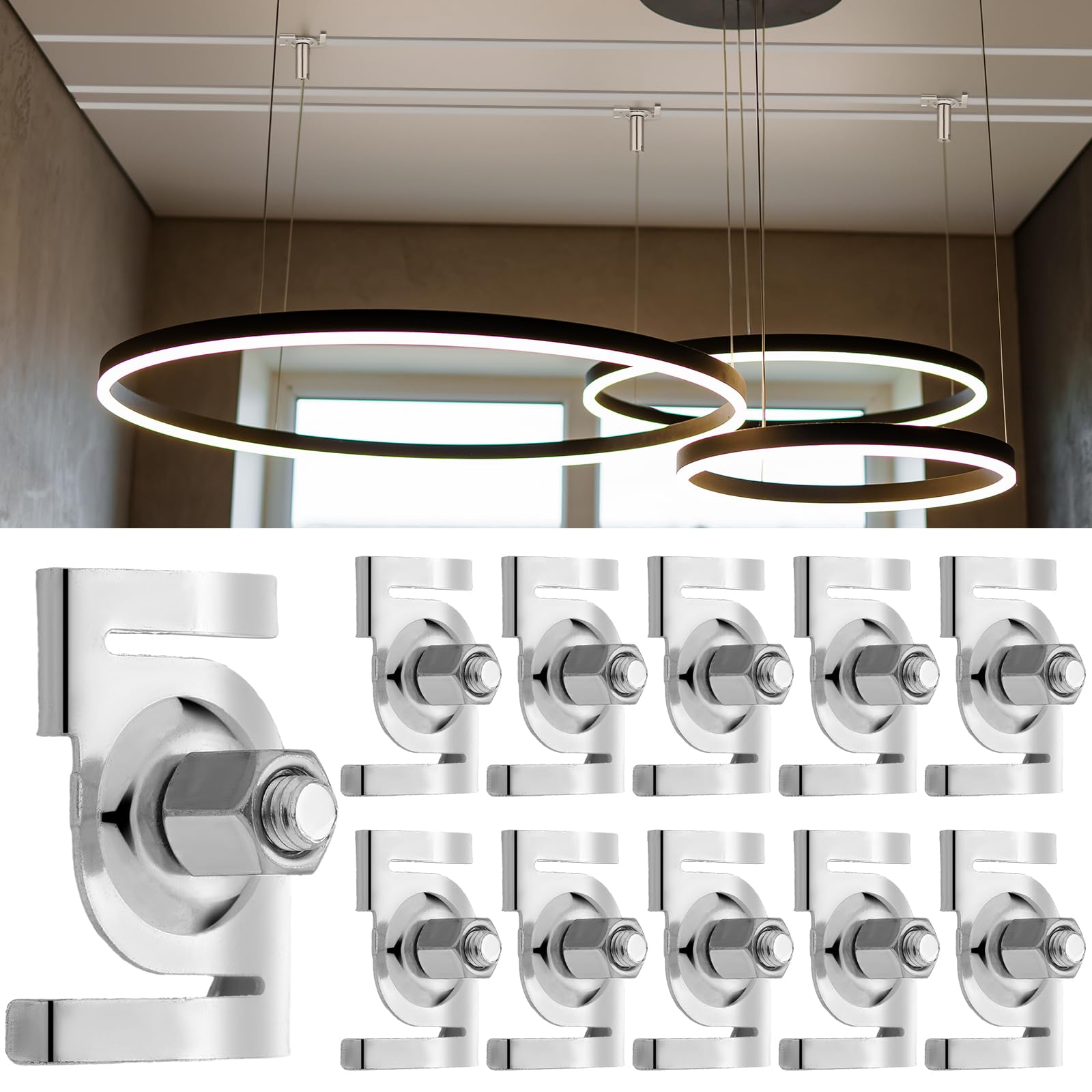 Shimeyao 10 Pcs T Bar Ceiling Clips Track Lighting Attachment 120V T Bar Grid Drop Ceiling Clip To Mount Track To Drop Grid For Systems In Chrome (Silver)