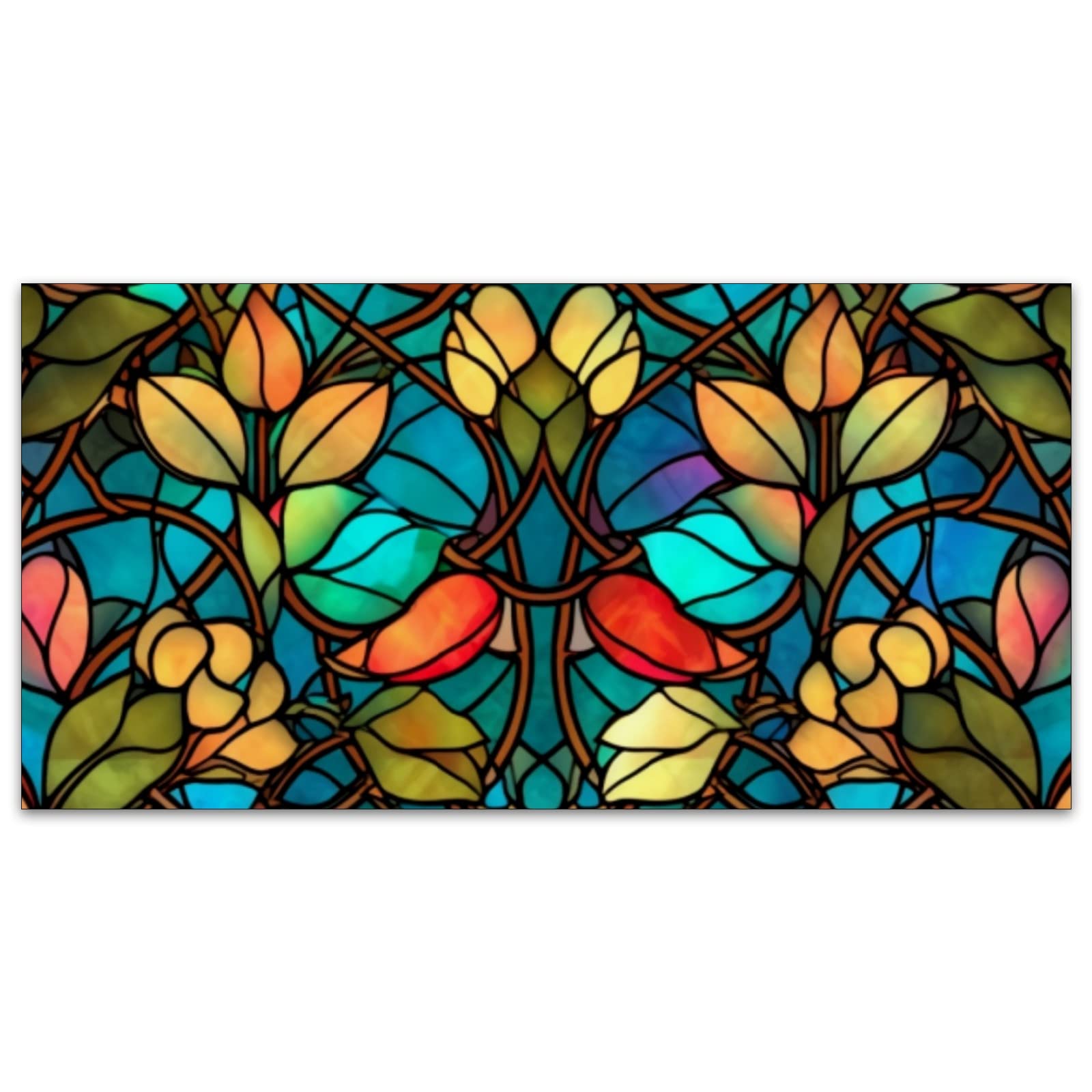 Msinmkok Colorful Retro Stained Glass Floral - Fluorescent Light Covers - 2X4 Drop Ceiling Fluorescent Decorative Ceiling Light