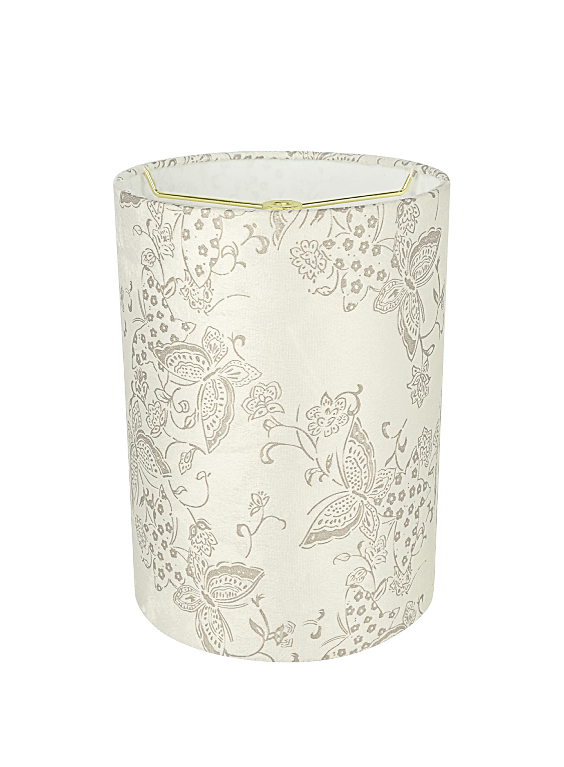 Aspen Creative Drum Lamp Shade, Cream Butterfly Pattern, 8in x 8in x 11in, Model 31280