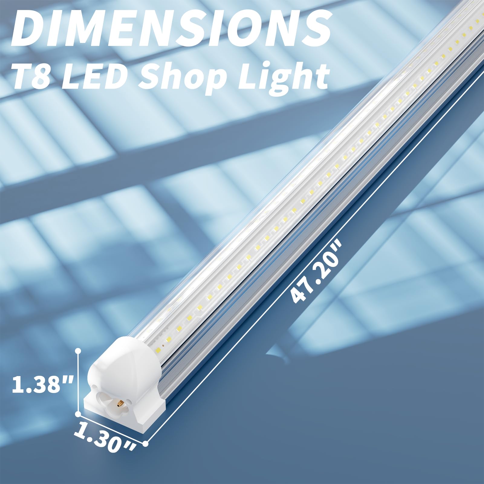 Suslum 2-Pack 4Ft T8 Led Shop Light, 42W 6300Lm 5000K Daylight, Linkable With Plug Shop Lights For Garage Ceiling Workshop Comme