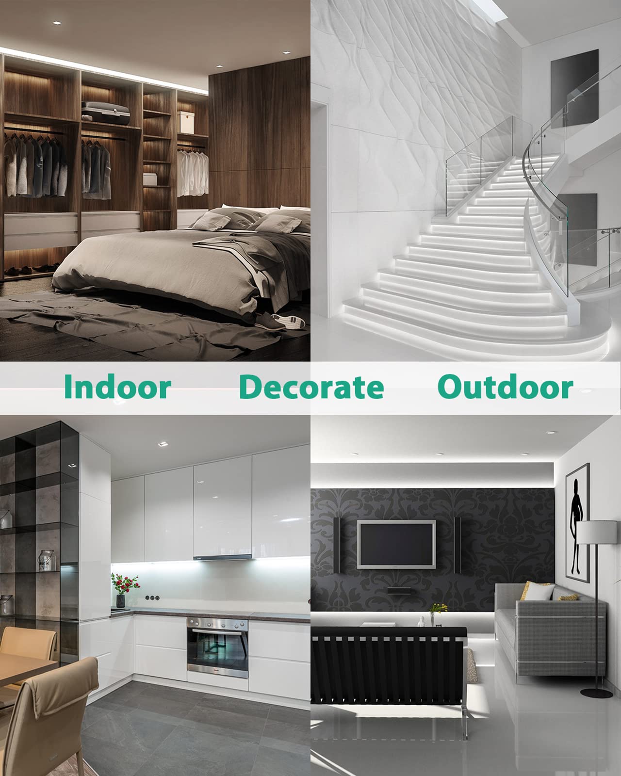 Lucienstar Neon Led Strip Lights, 12V Dc 600 Smd2835 16.4Ft/5M Ip65 Waterproof Dimmable Flexible Silicone Light Strip For Indoors, Outdoors, Bar, Atmosphere Decor (Cold White With Power Adapter)