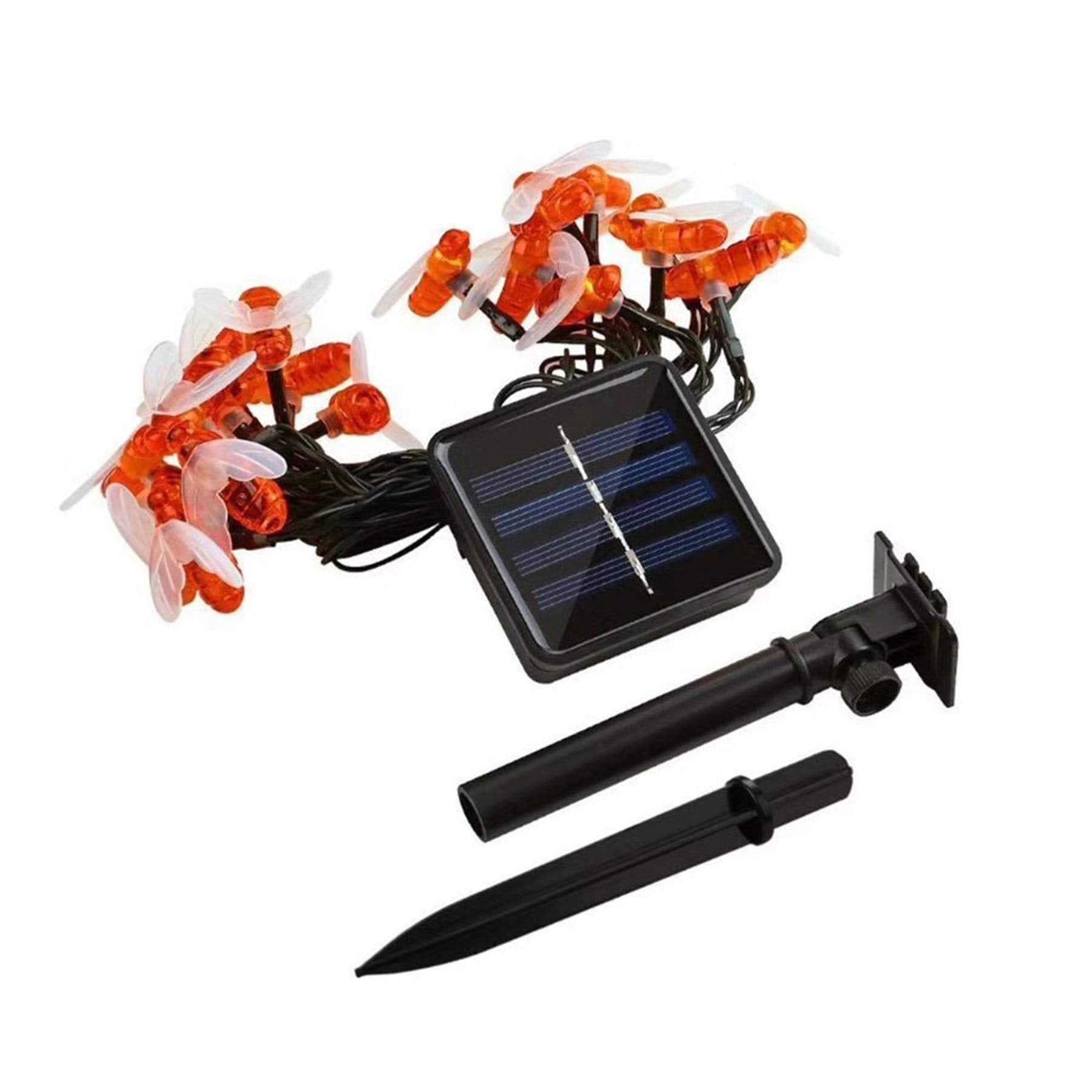 SNOMYRS Solar String Lights 21 Ft 30 LED Bumble Bee Lights with 8 Modes Warm White for Garden Patio Decor
