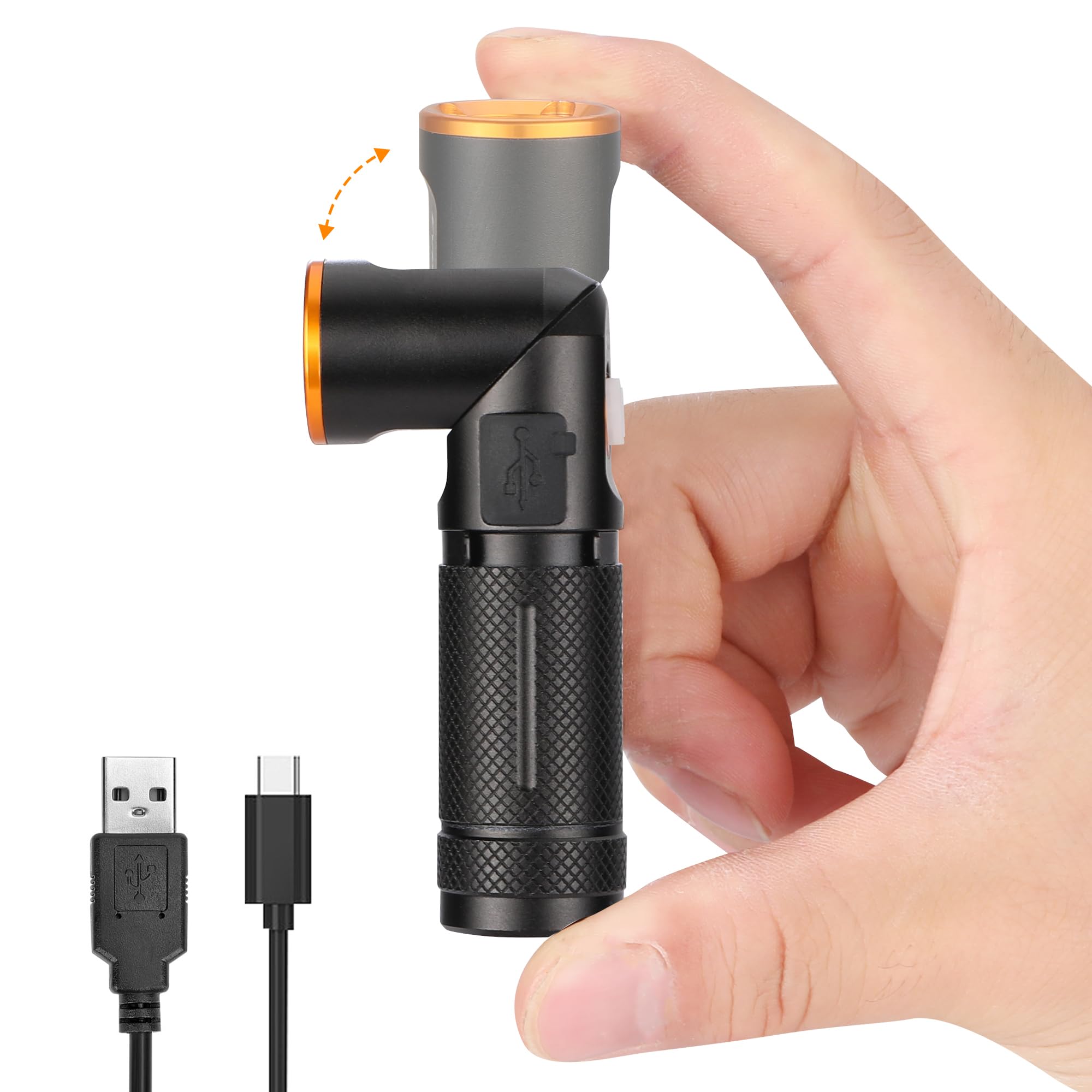 EverBrite 600 Lumens EDC Flashlight, Rechargeable Pocket Flashlight with 90 Swivel Head & Magnetic Base, Small Flashlight with C