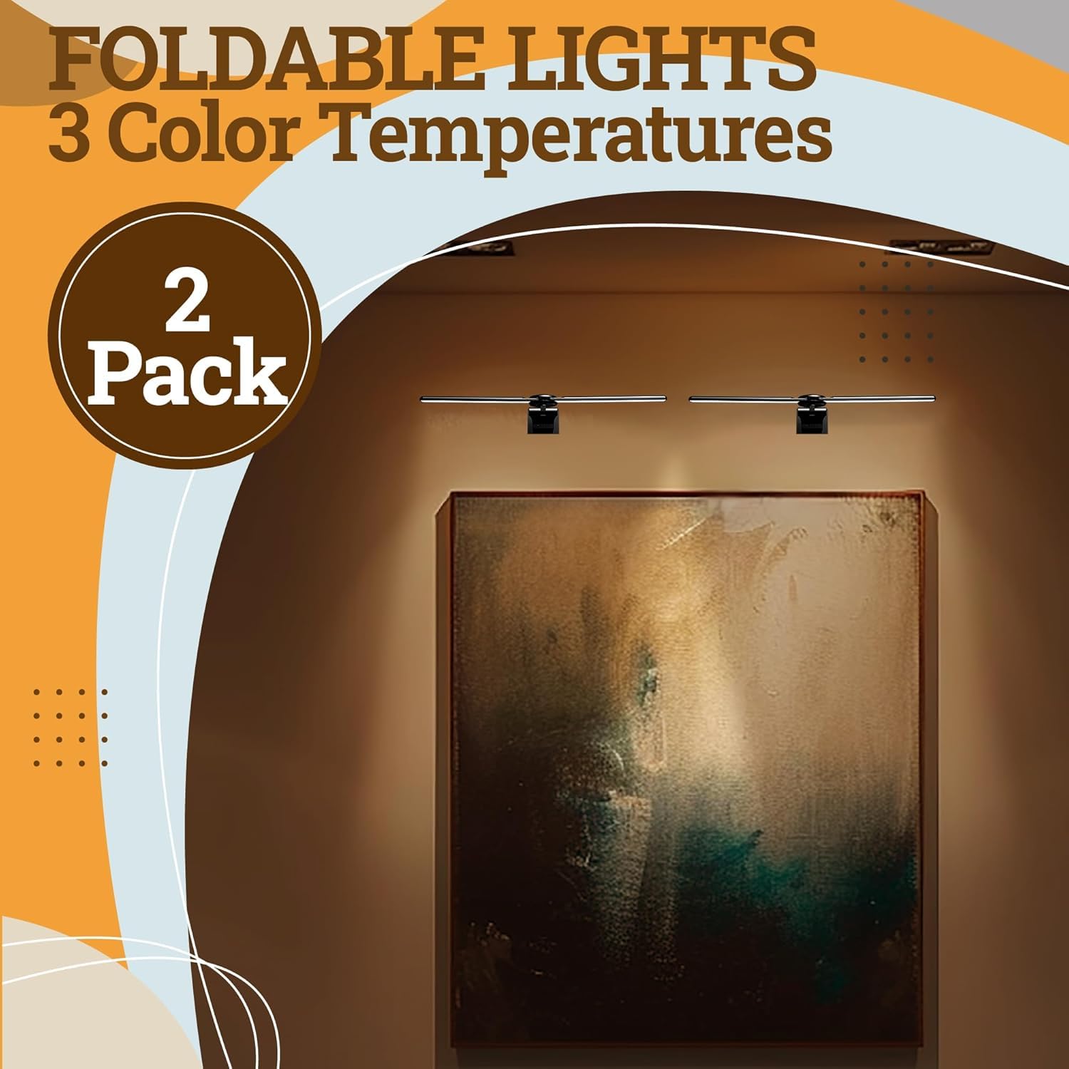 Cotaros 2 Pack Picture Light - 18in Battery Operated Art Light, Rechargeable, Dimmable, Remote Control, Black, Model APL-1