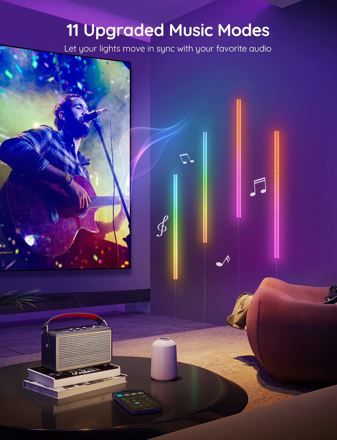 Govee Glide LED Wall Lights, RGBIC Smart Light Bars, 6 pcs, 6*14.8 inch, Works with Alexa/Google Assistant, Music Sync